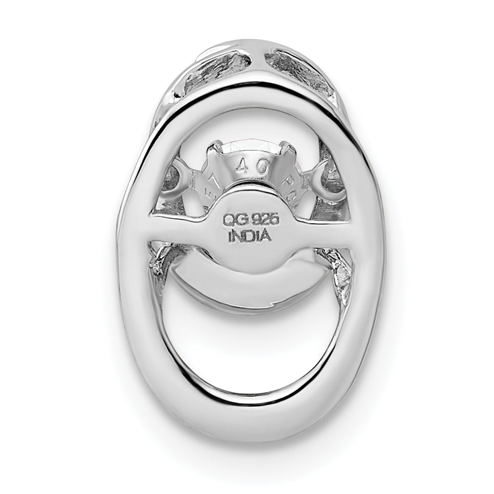 Sterling Silver Rhodium Cz Birthstone Vibrant Chain Slide