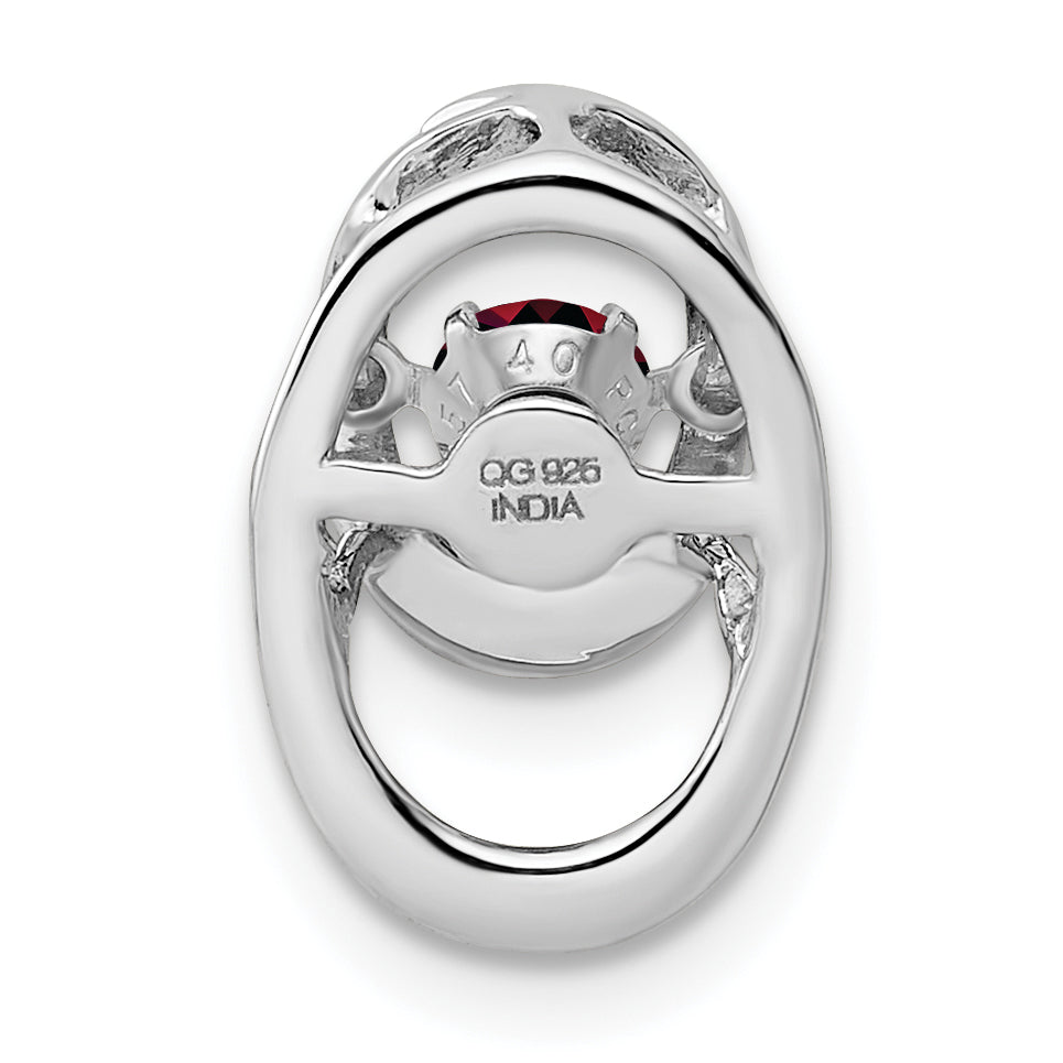 Sterling Silver Rhodium Garnet Birthstone Vibrant Chain Slide