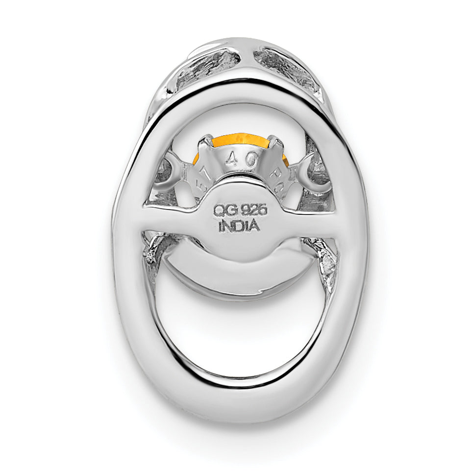 Sterling Silver Rhodium Citrine Birthstone Vibrant Chain Slide