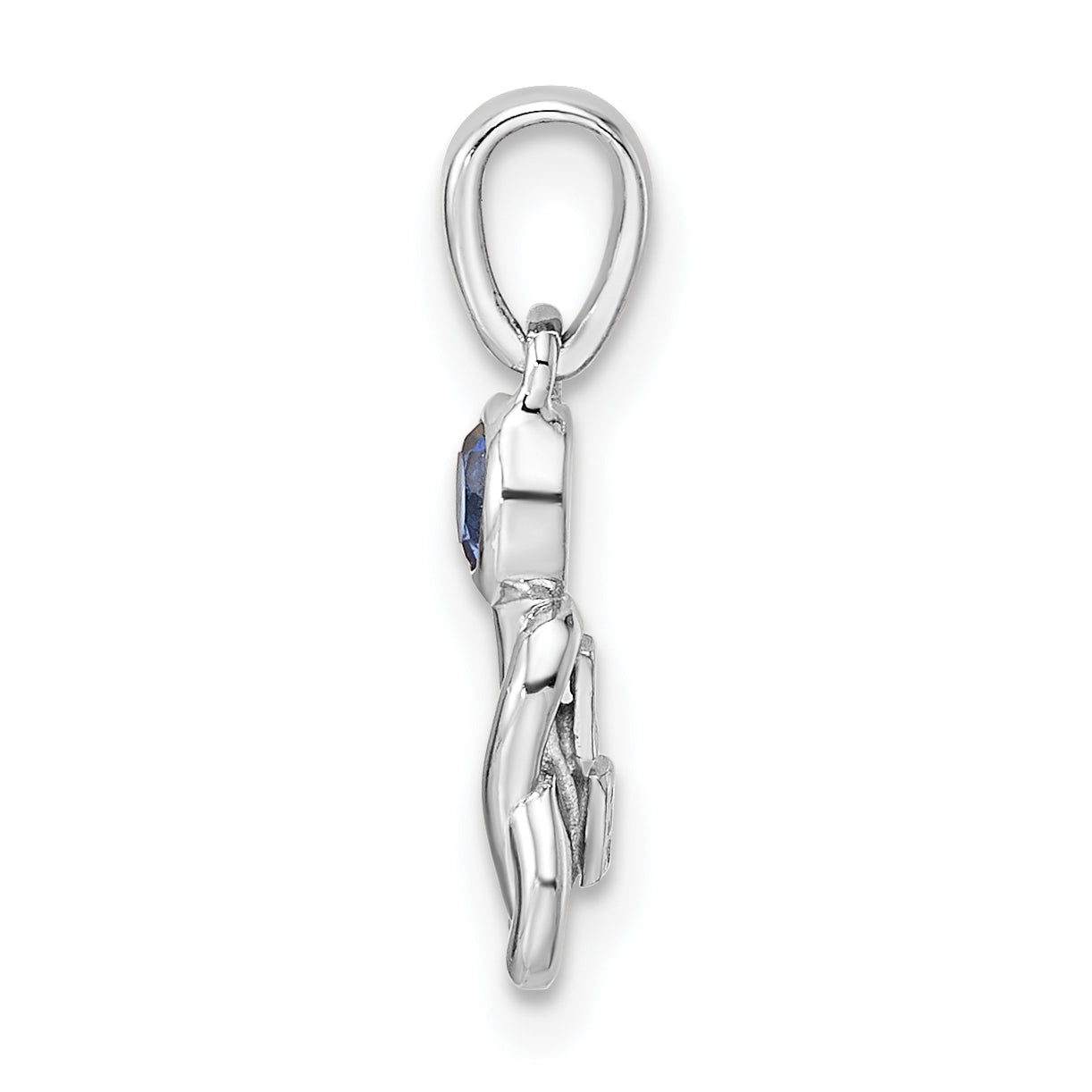 Sterling Silver Rhodium-Plated Cr Sapphire Infinity Birthstone Pendant