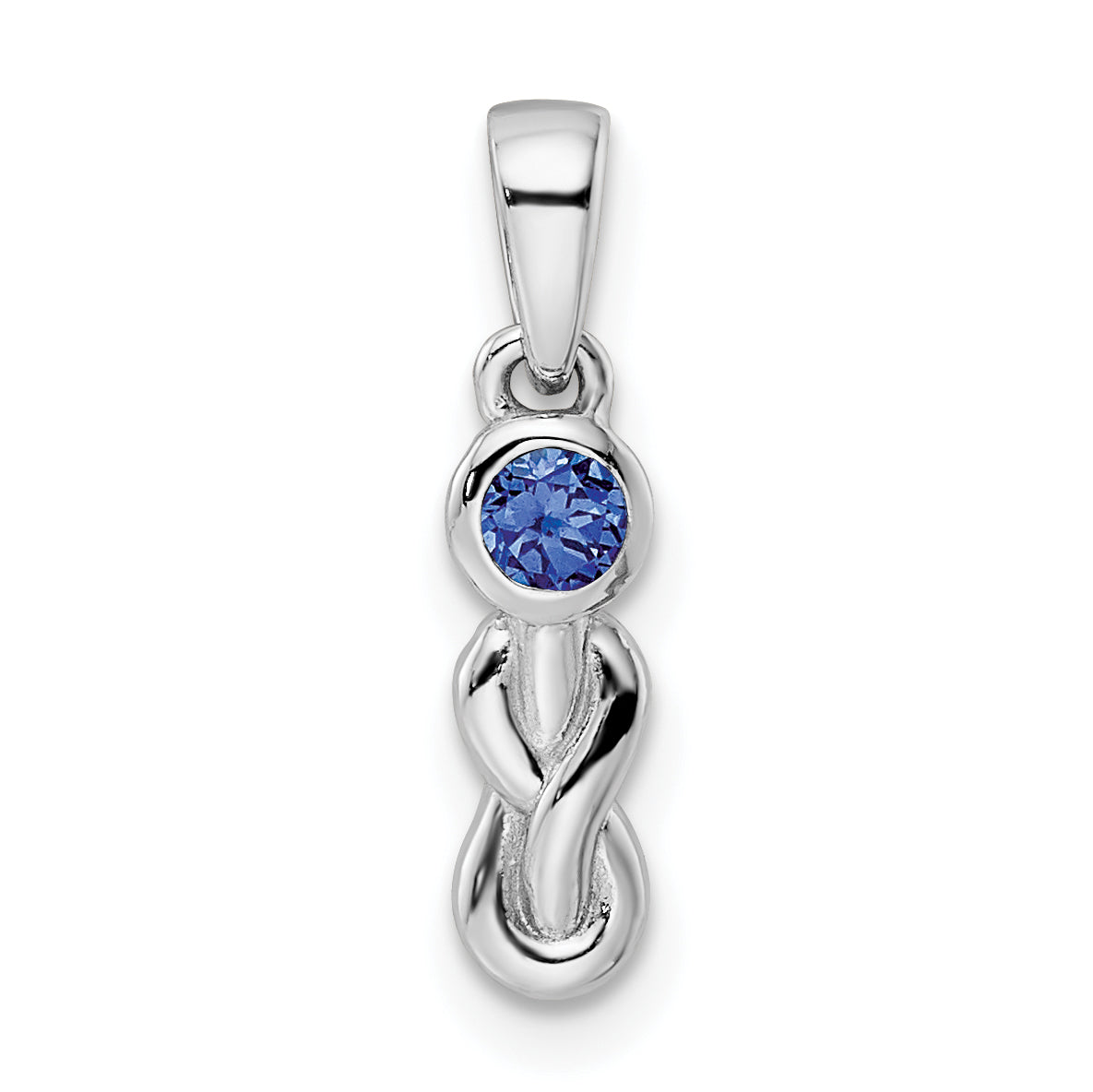 Sterling Silver Rhodium-Plated Cr Sapphire Infinity Birthstone Pendant