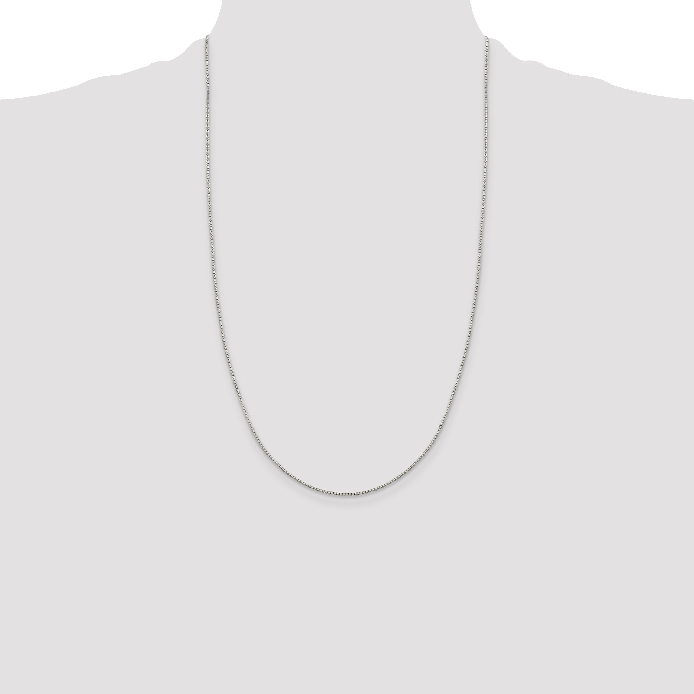 26 Inch Sterling Silver 1.15mm 8 Sided Diamond-Cut Box Chain Necklace