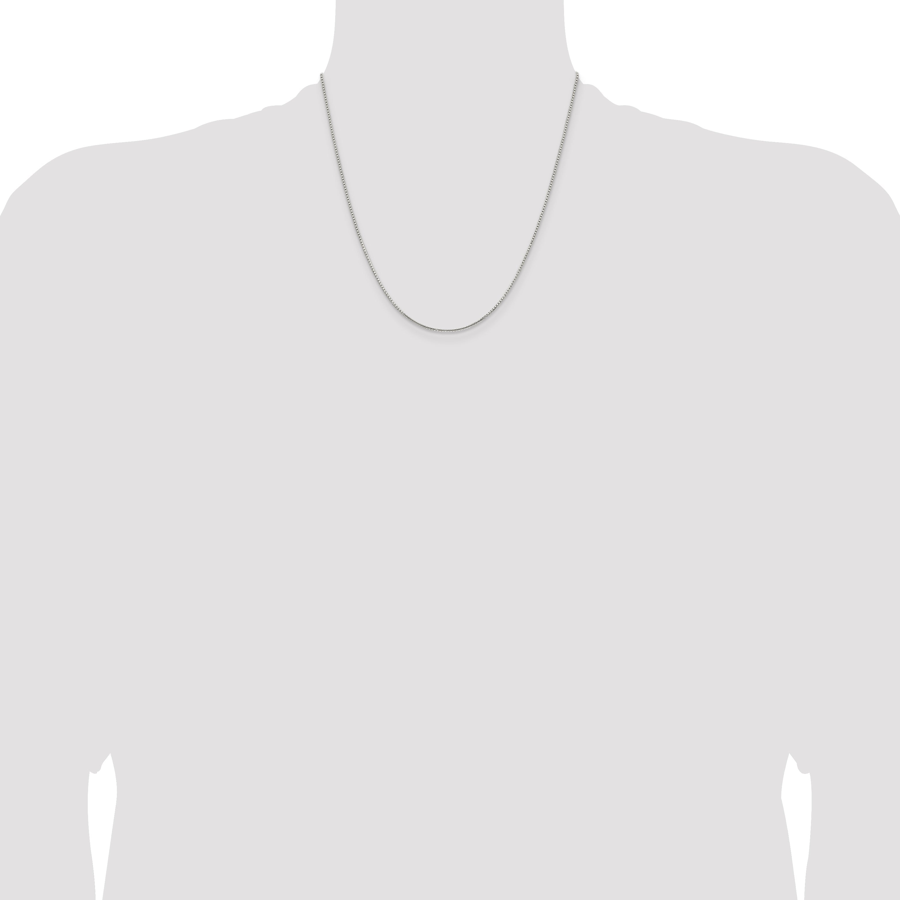 20 Inch Sterling Silver 1.25mm 8 Sided Diamond-Cut Box Chain Necklace