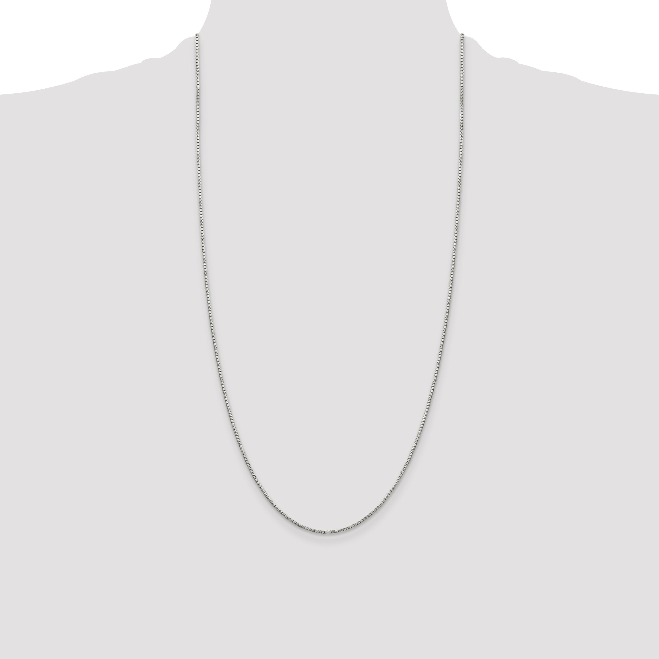 28 Inch Sterling Silver 1.35mm 8 Sided Diamond-Cut Box Chain Necklace