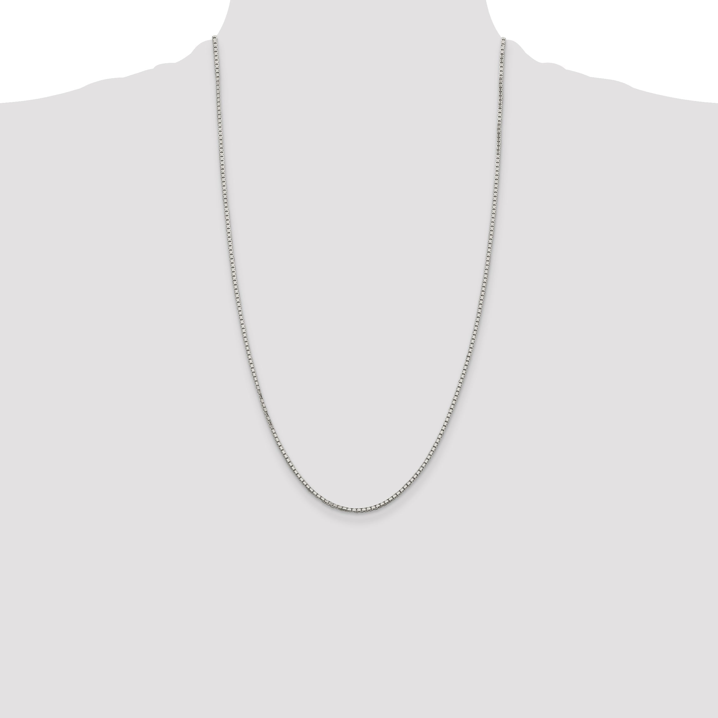 26 Inch Sterling Silver 1.7mm 8 Sided Diamond-Cut Box Chain Necklace