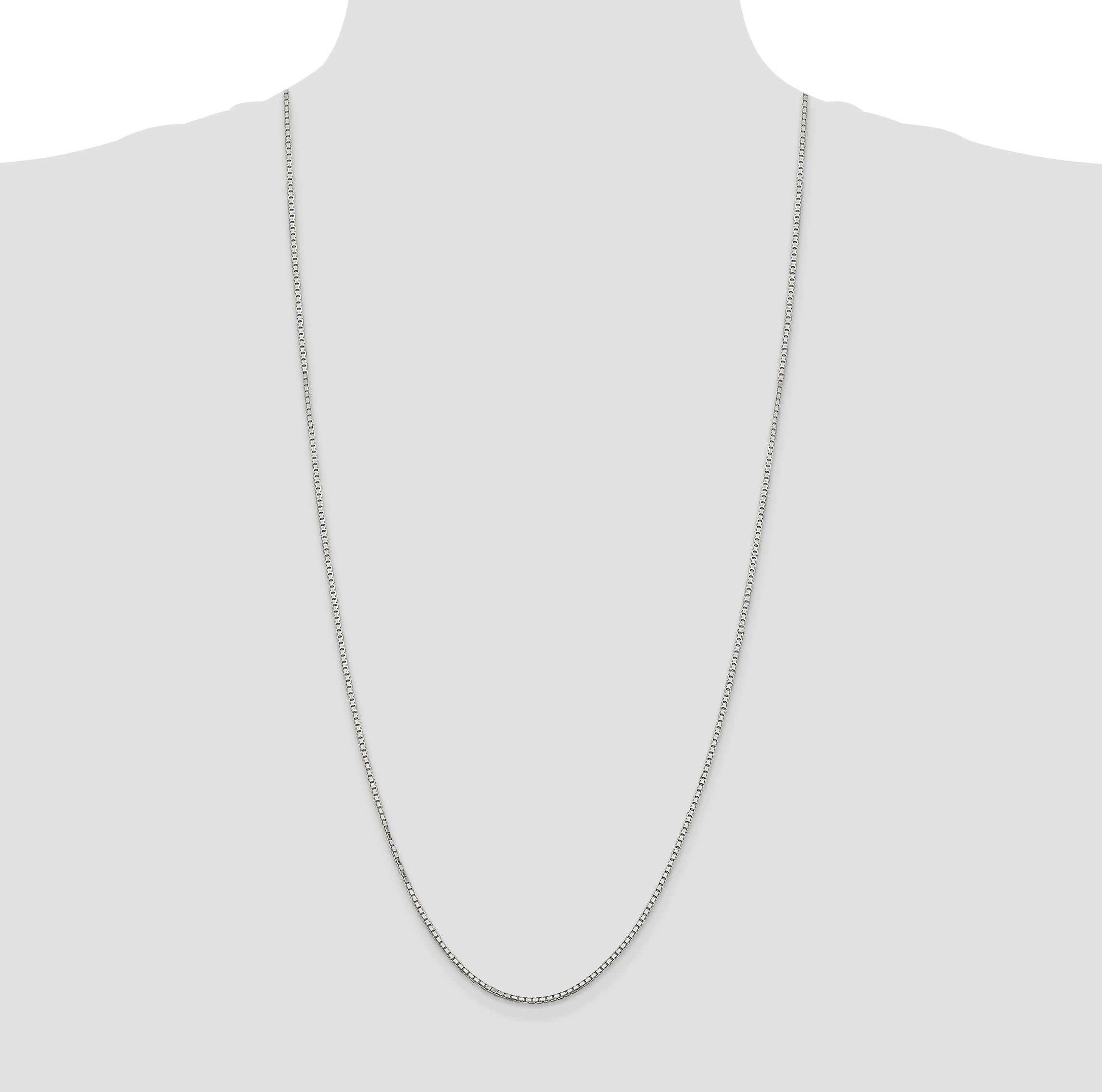 30 Inch Sterling Silver 1.7mm 8 Sided Diamond-Cut Box Chain Necklace