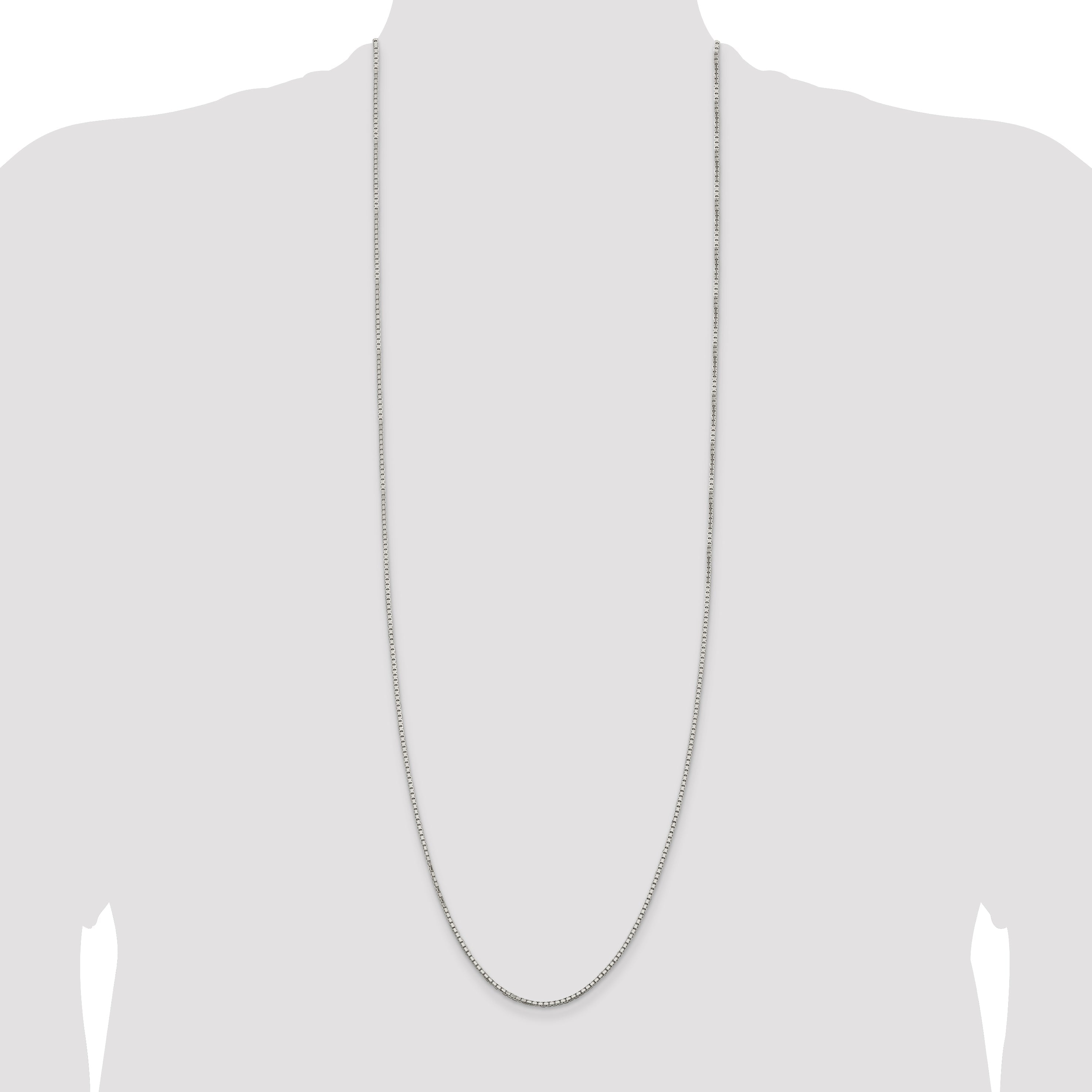 36 Inch Sterling Silver 1.7mm 8 Sided Diamond-Cut Box Chain Necklace