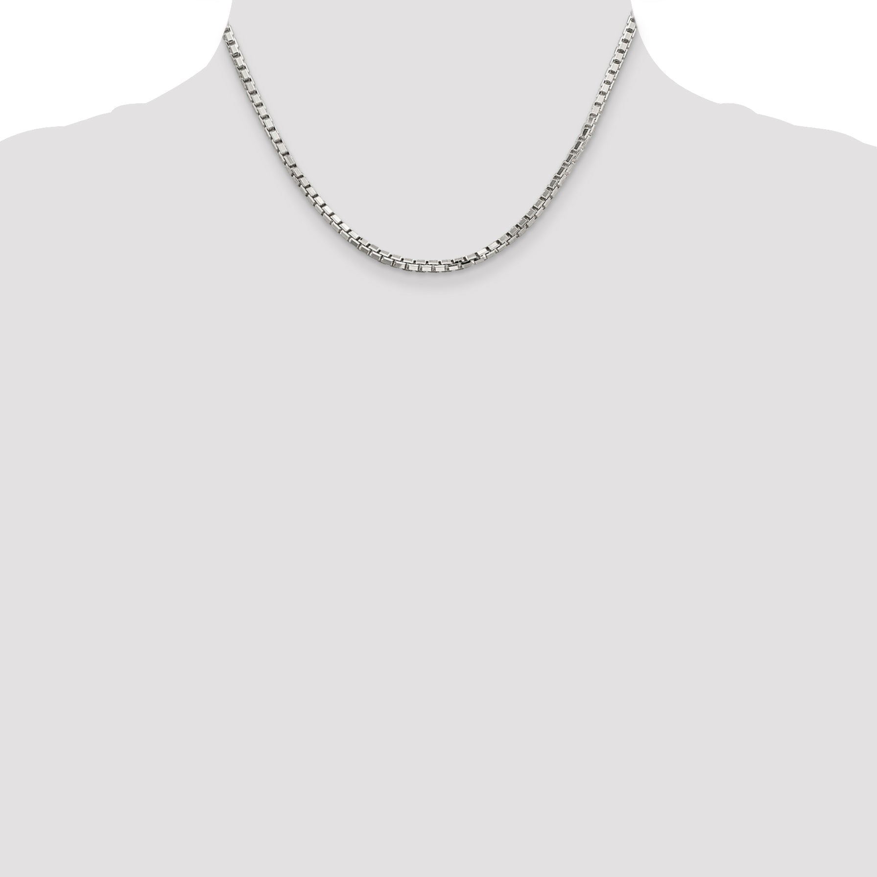 16 Inch Sterling Silver 2.9mm 8 Sided Diamond-Cut Box Chain Necklace