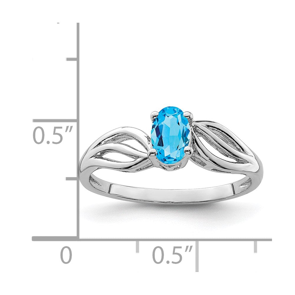 Sterling Silver Rhodium-Plated Light Swiss Blue Topaz Ring