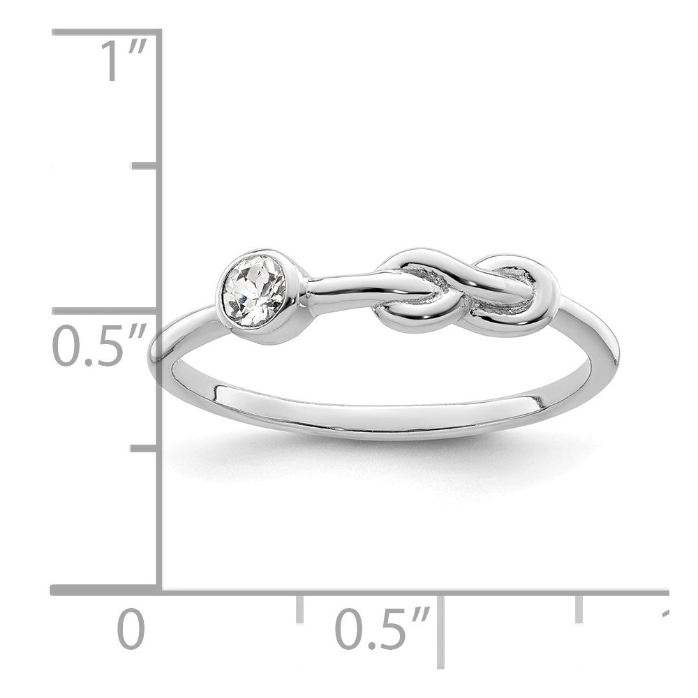 Sterling Silver Rhodium-Plated Polished Infinity White Topaz Ring