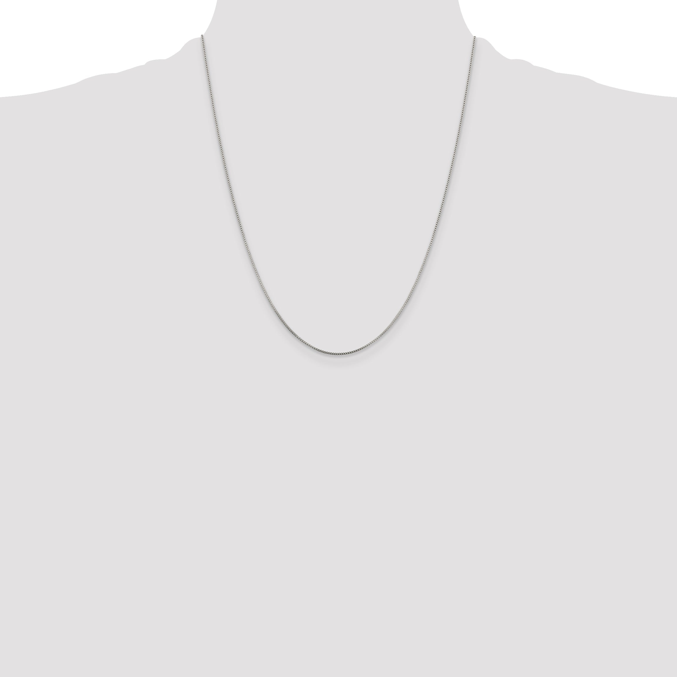 22 Inch Sterling Silver Rhodium-Plated .8mm Box Chain Necklace