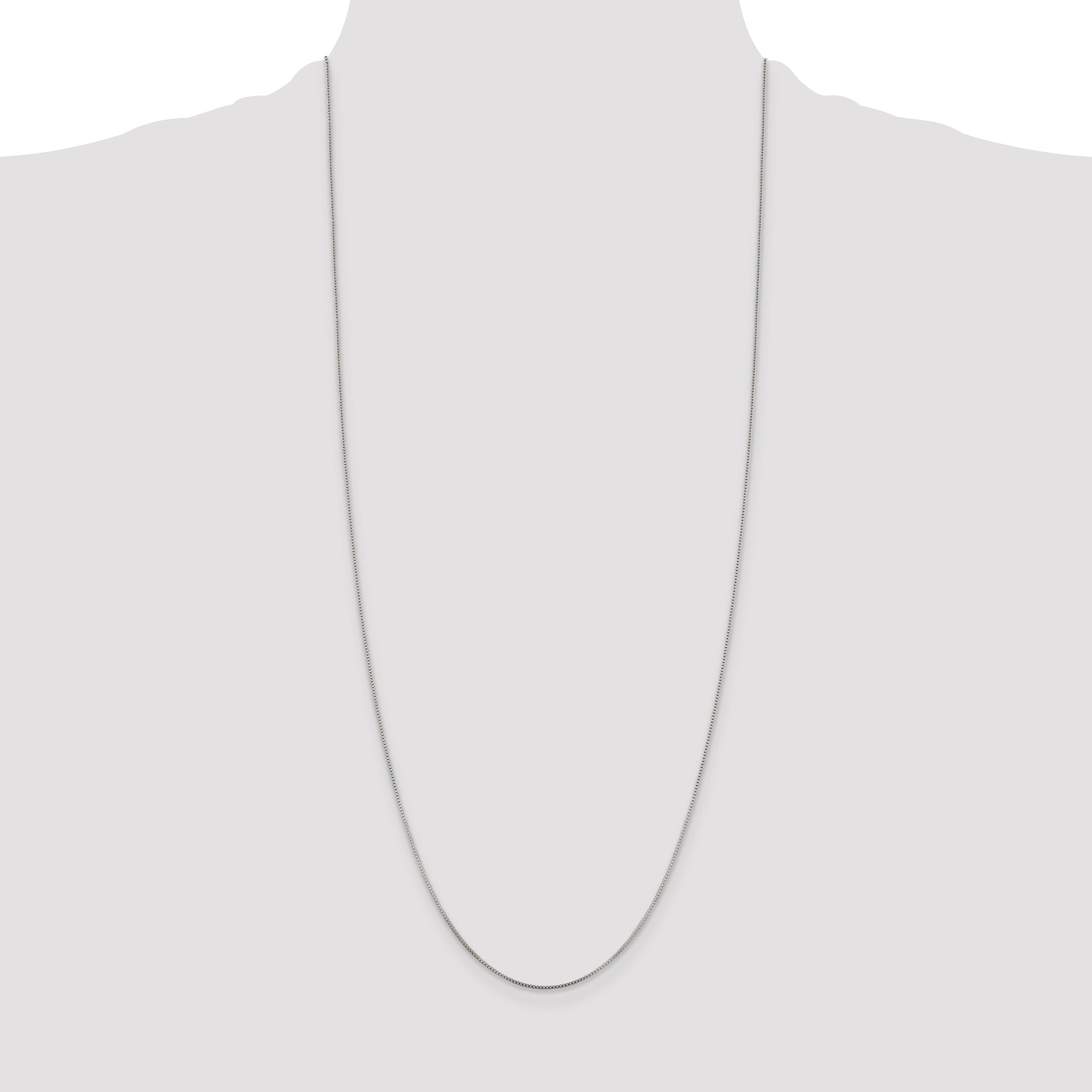 30 Inch Sterling Silver Rhodium-Plated .8mm Box Chain Necklace