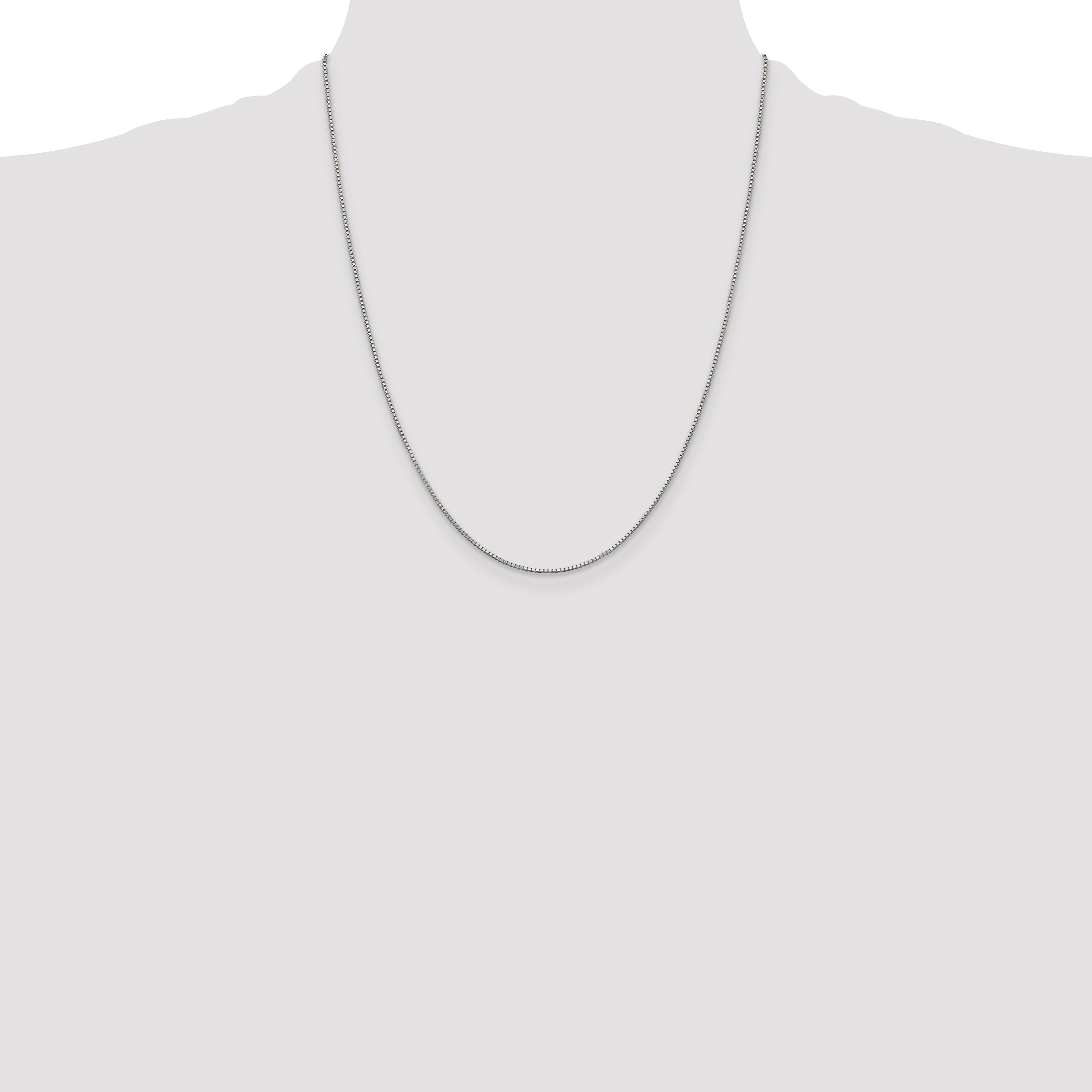 22 Inch Sterling Silver Rhodium-Plated .9mm Box Chain Necklace