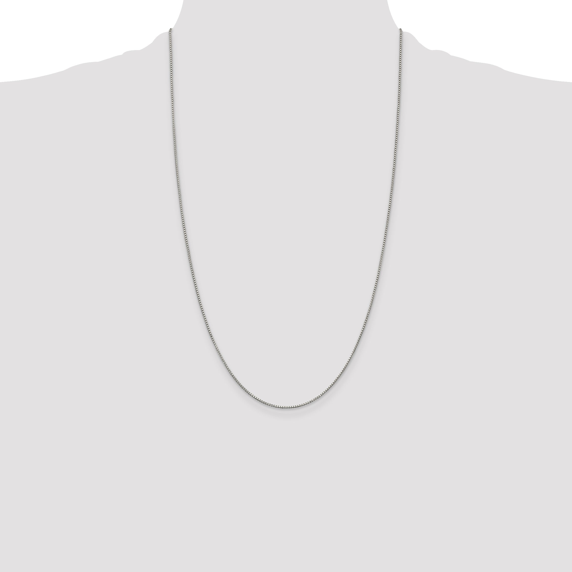 26 Inch Sterling Silver Rhodium-Plated .9mm Box Chain Necklace