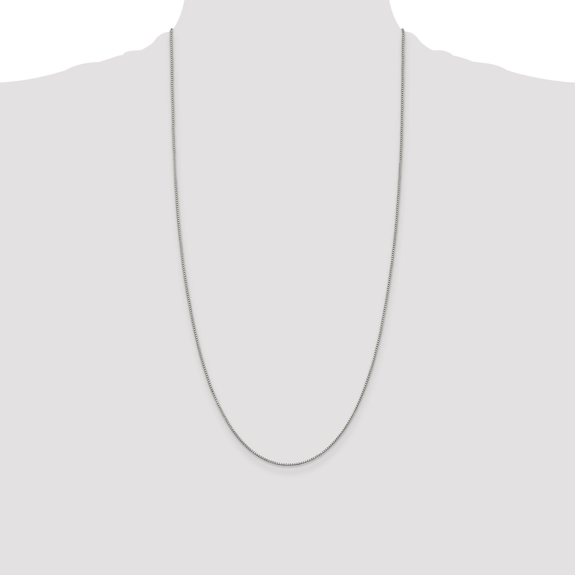 28 Inch Sterling Silver Rhodium-Plated .9mm Box Chain Necklace
