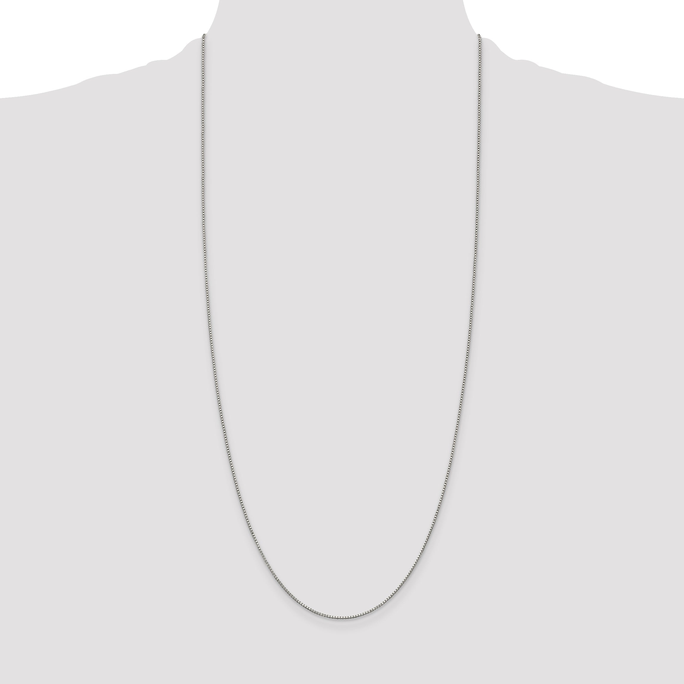 30 Inch Sterling Silver Rhodium-Plated .9mm Box Chain Necklace
