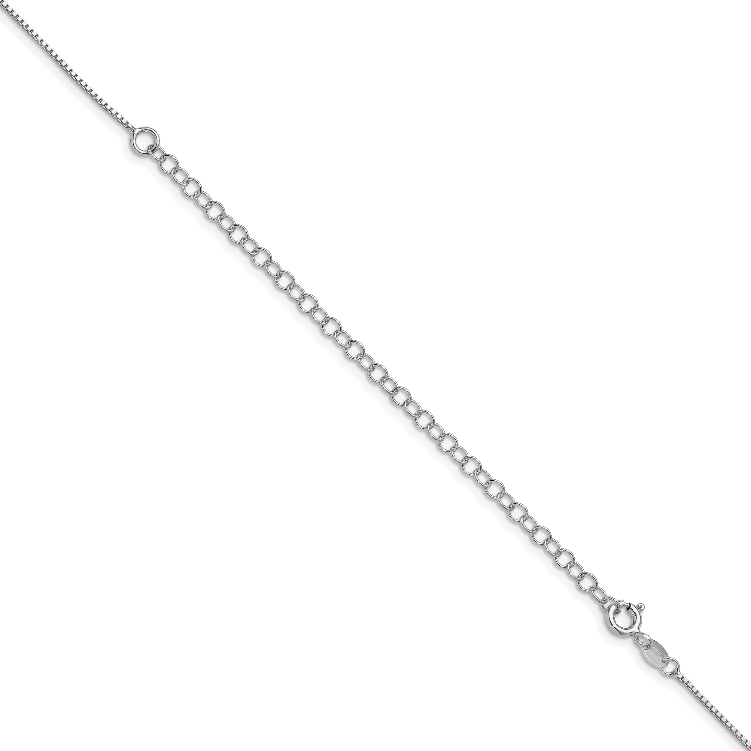 22 Inch Sterling Silver Rhodium-Plated .9mm Box Chain With A 4 Extention