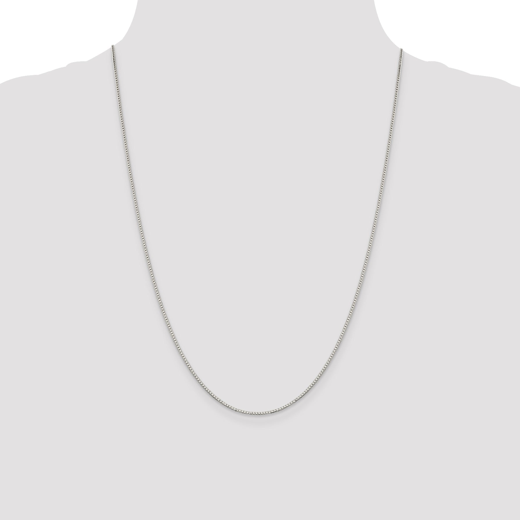 24 Inch Sterling Silver Rhodium-Plated 1.1mm Box Chain Necklace