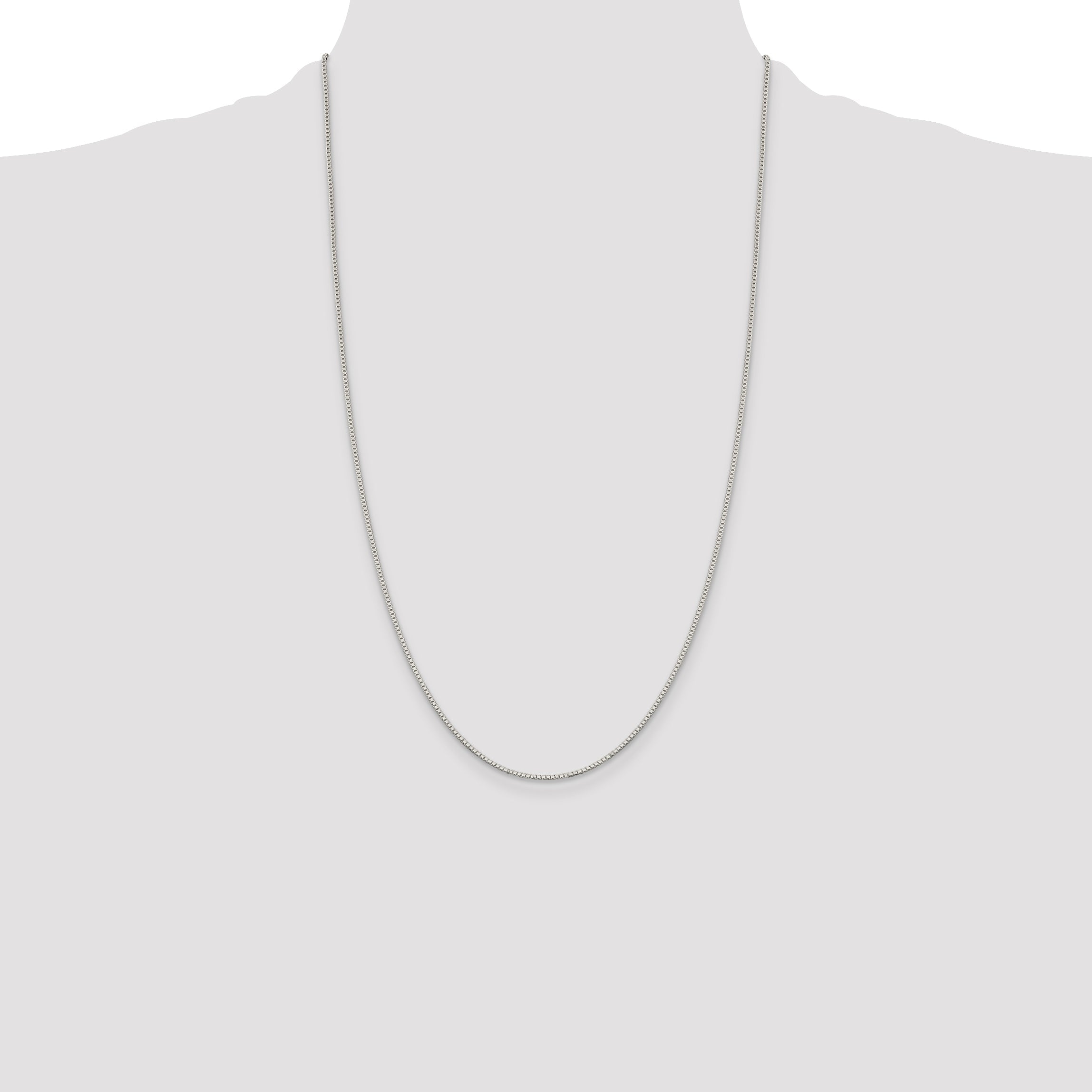 26 Inch Sterling Silver Rhodium-Plated 1.1mm Box Chain Necklace