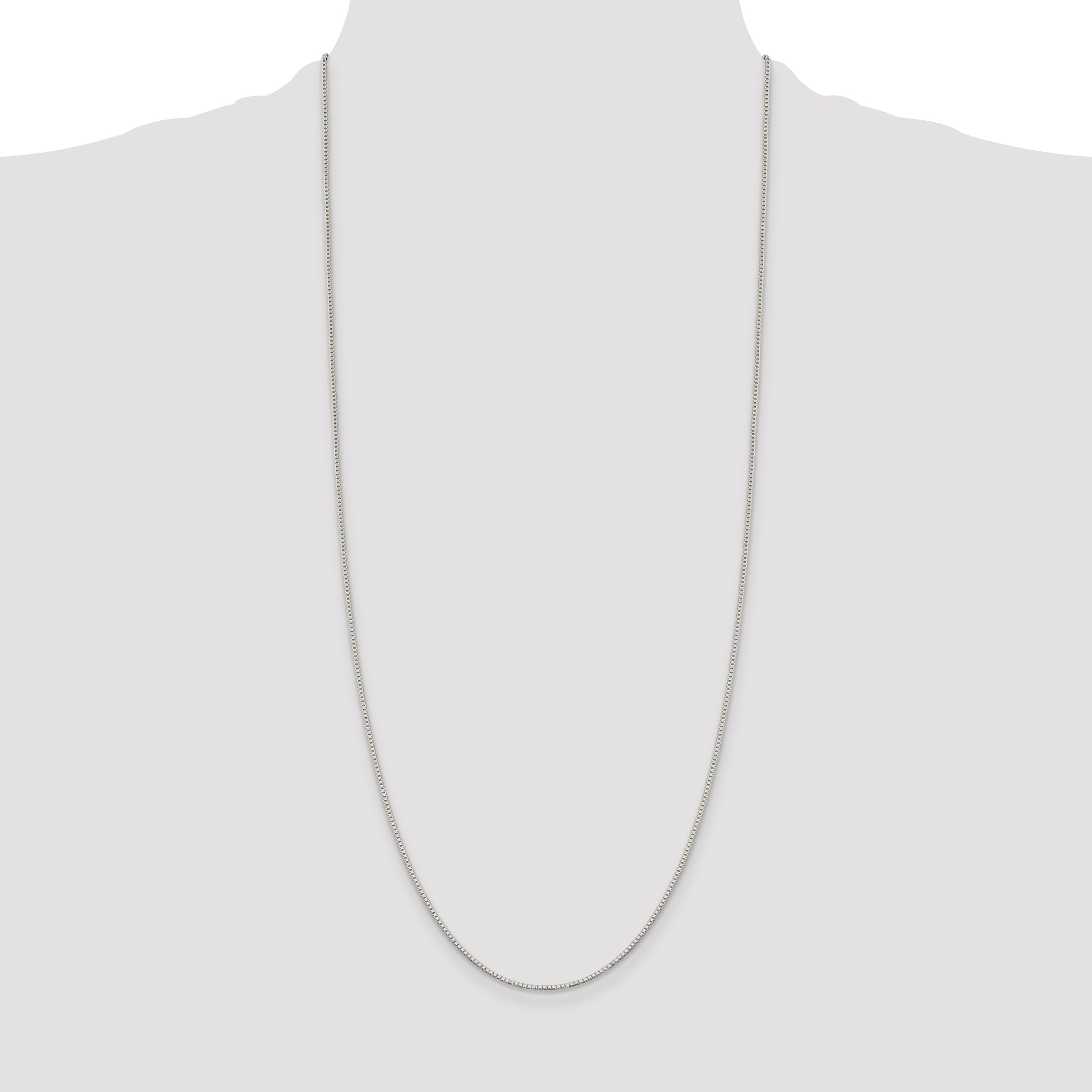 30 Inch Sterling Silver Rhodium-Plated 1.1mm Box Chain Necklace