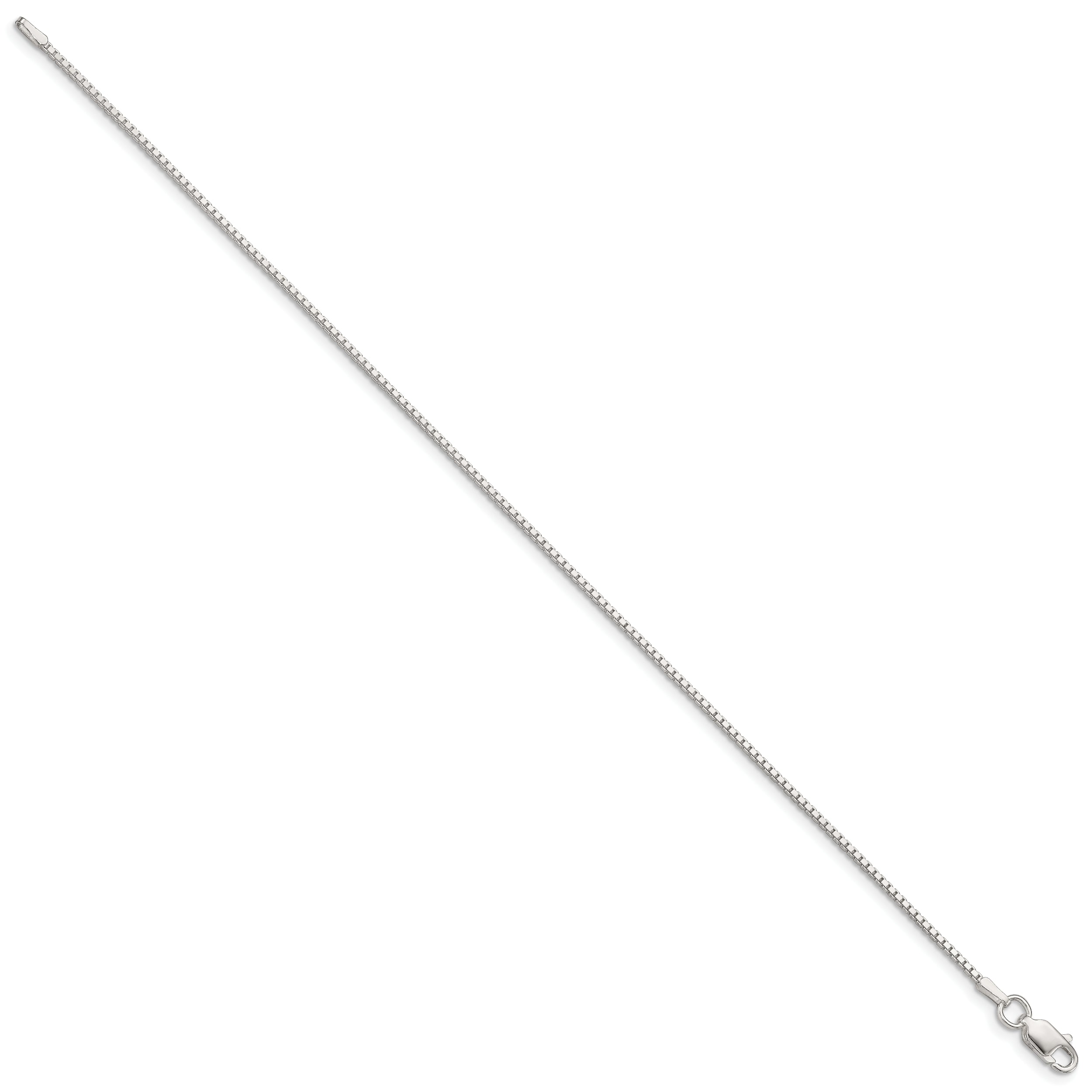 7 Inch Sterling Silver 1.25mm Box Chain Bracelet