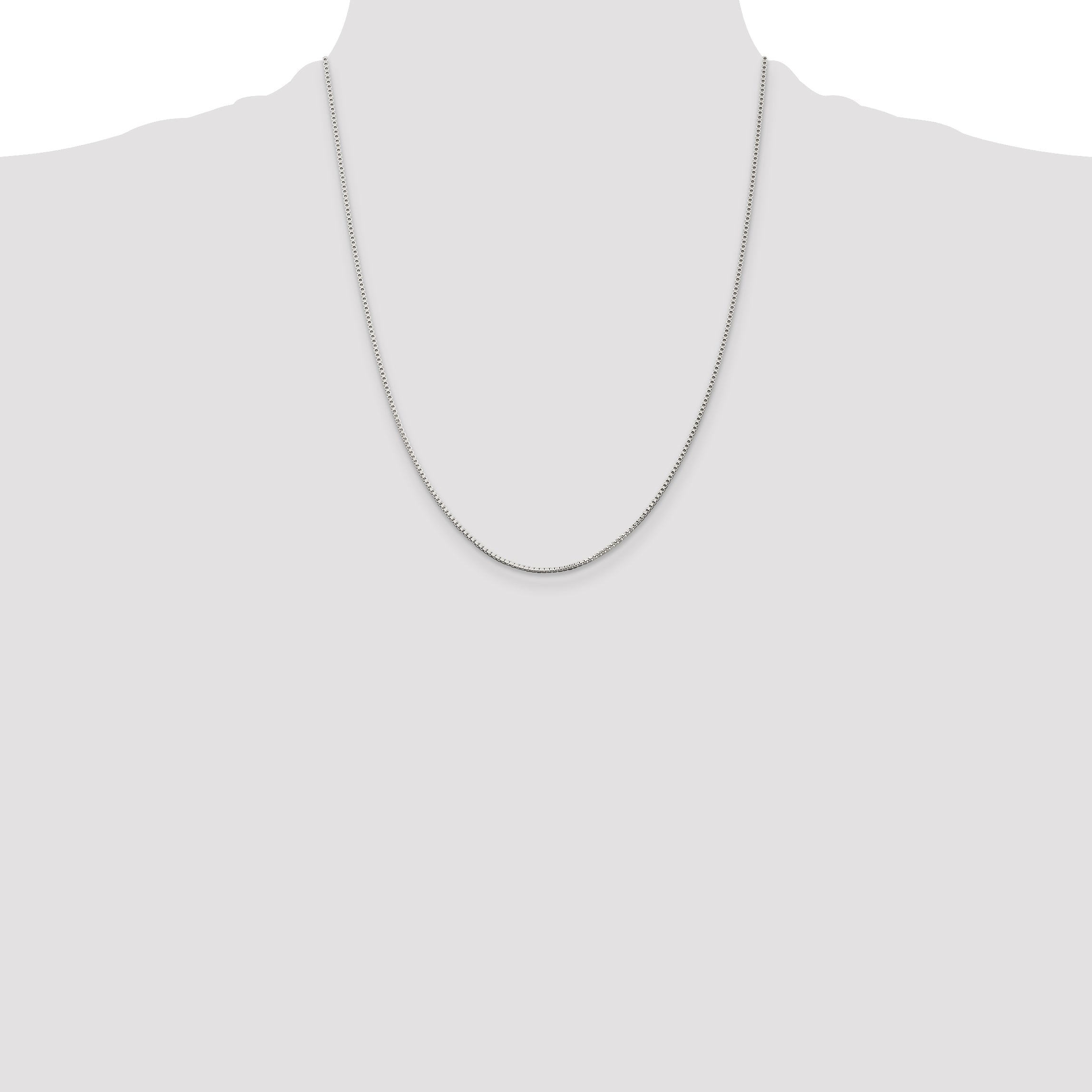 22 Inch Sterling Silver Rhodium-Plated 1.25mm Box Chain W/4In Ext.