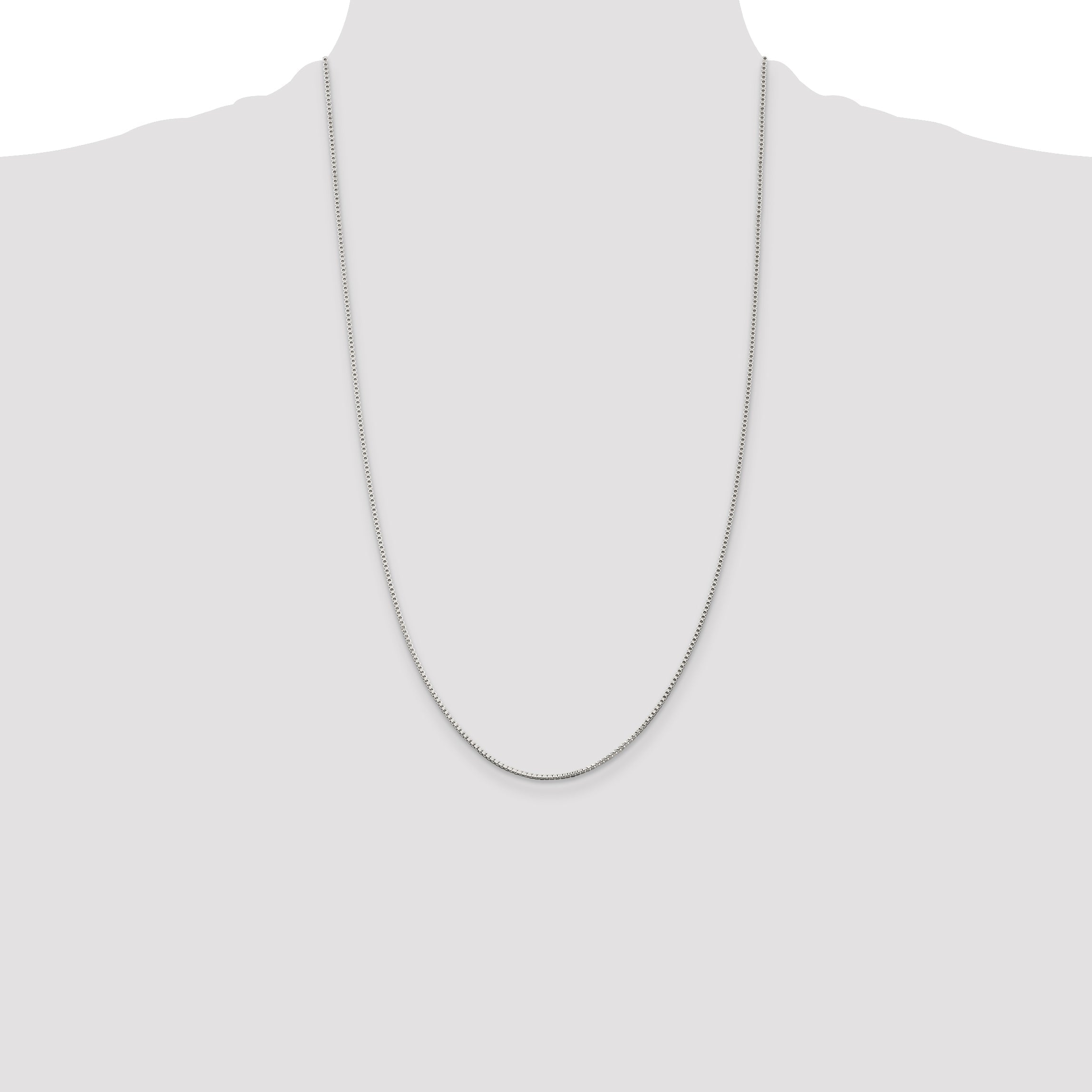 26 Inch Sterling Silver Rhodium-Plated 1.25mm Box Chain Necklace