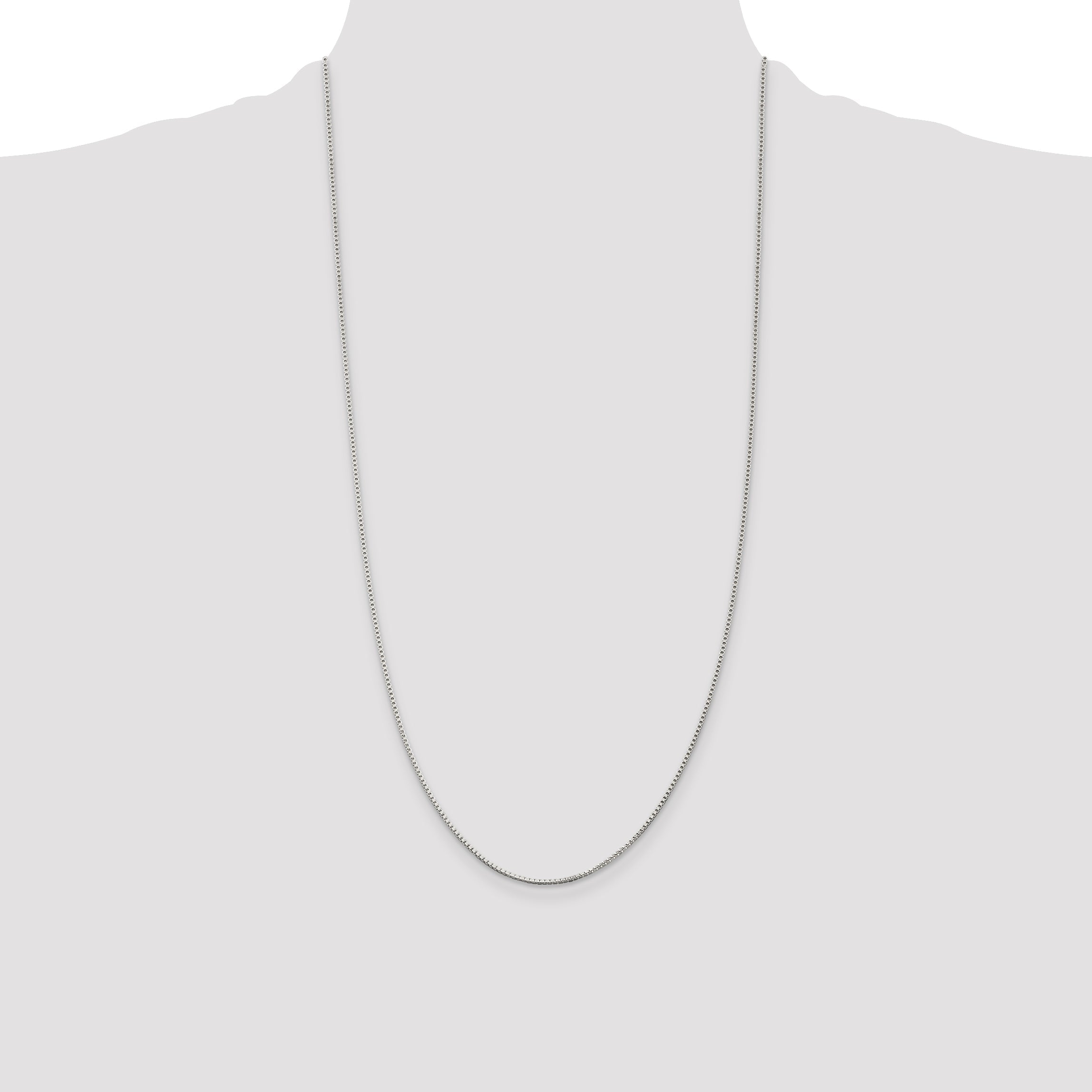 28 Inch Sterling Silver Rhodium-Plated 1.25mm Box Chain Necklace