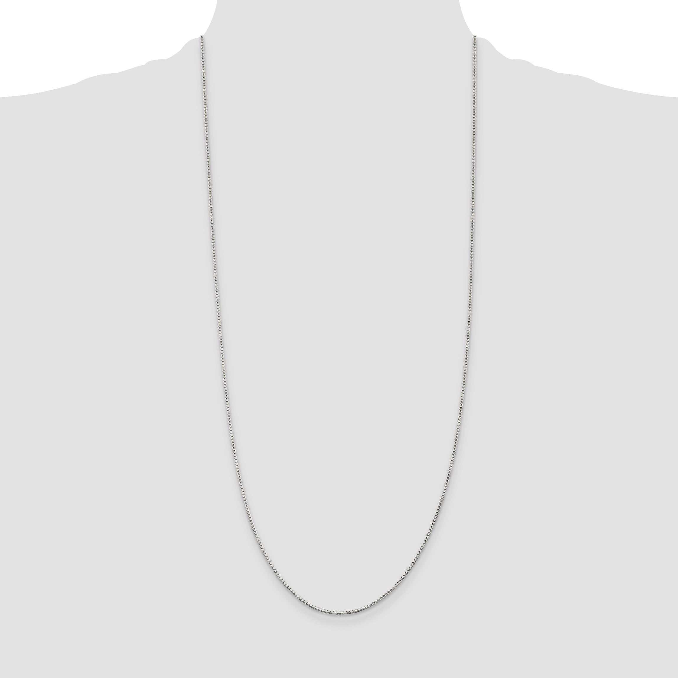 30 Inch Sterling Silver Rhodium-Plated 1.25mm Box Chain Necklace
