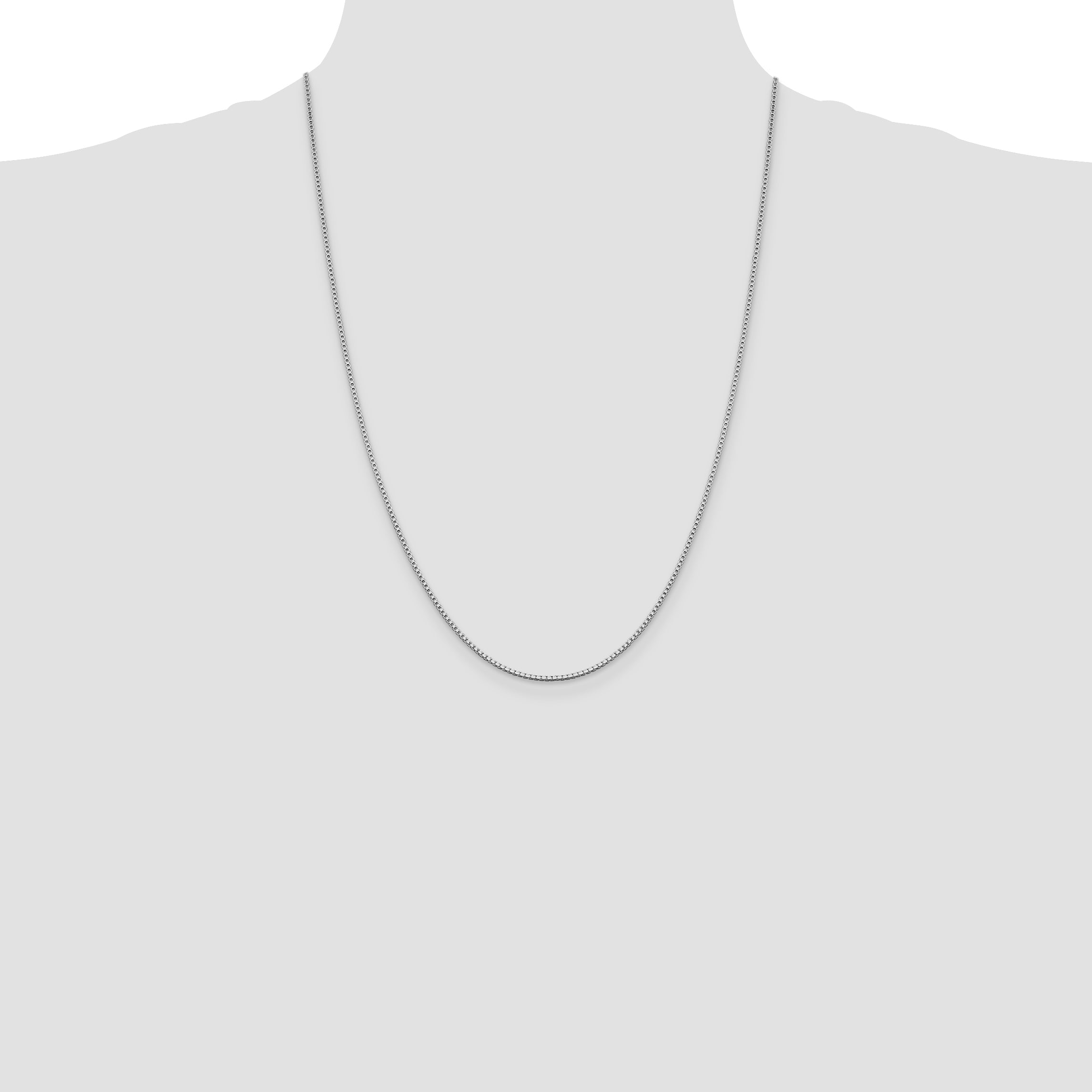 24 Inch Sterling Silver Rhodium-Plated 1.4mm Box Chain Necklace