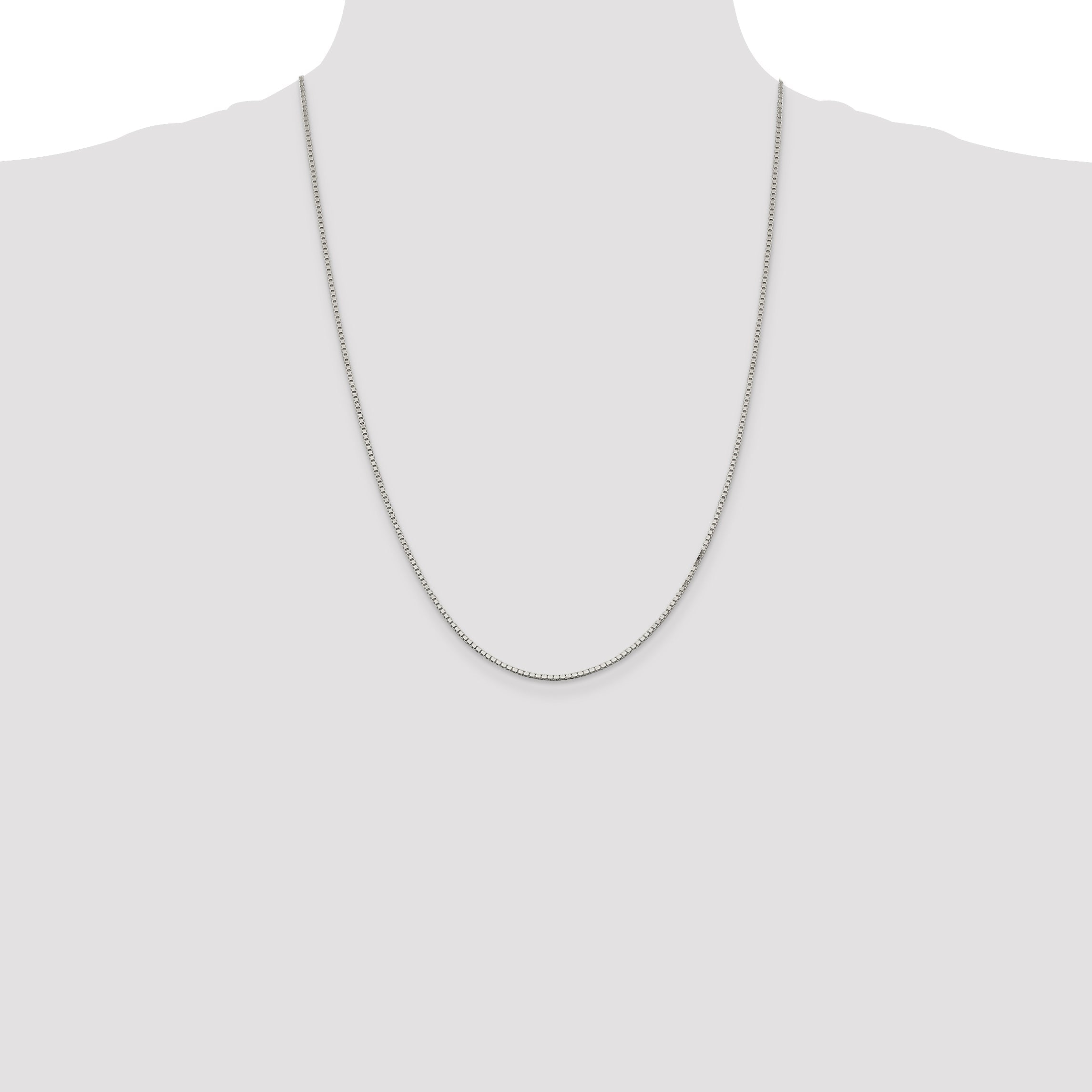 24 Inch Sterling Silver Rhodium-Plated 1.5mm Box Chain Necklace