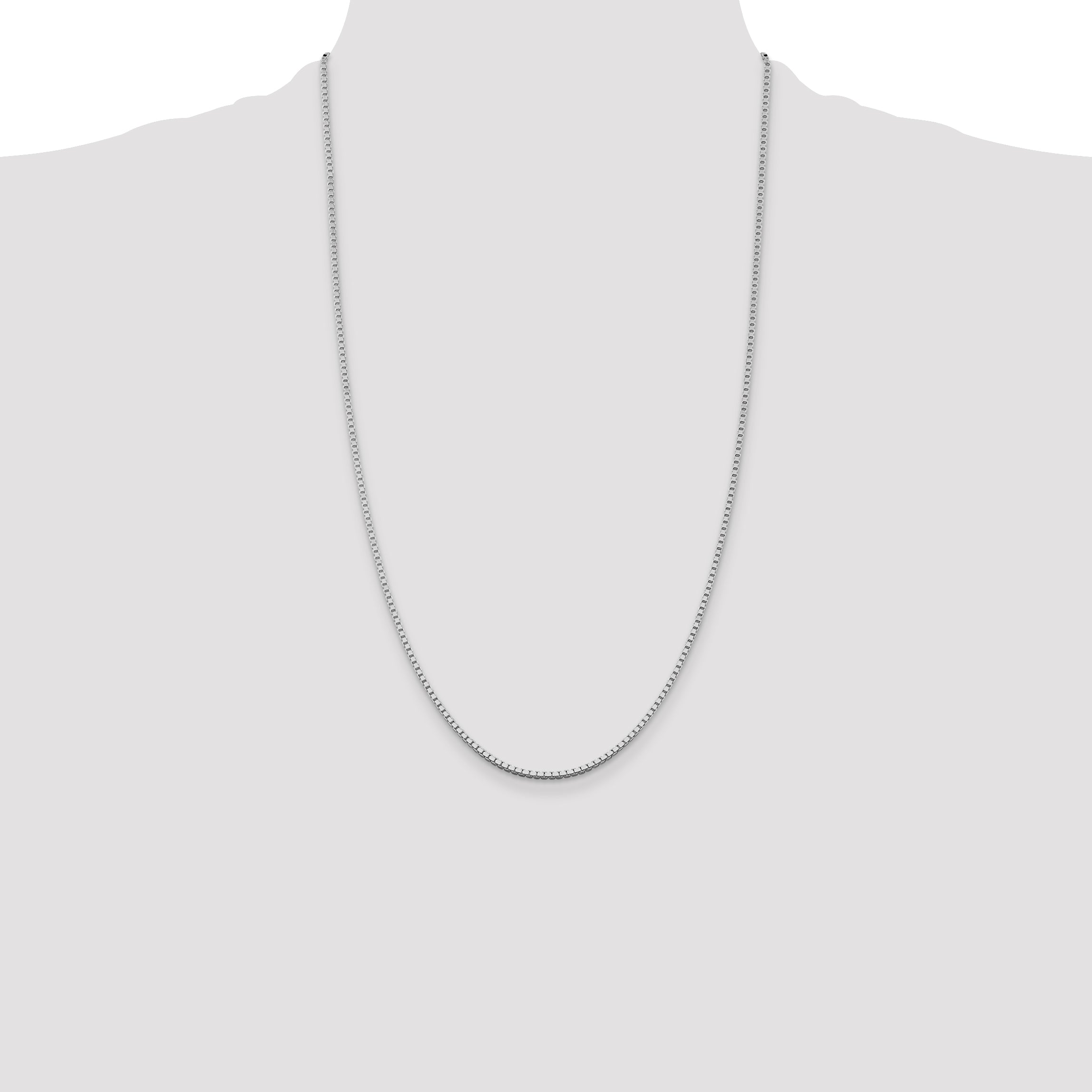 26 Inch Sterling Silver Rhodium-Plated 1.75mm Box Chain Necklace