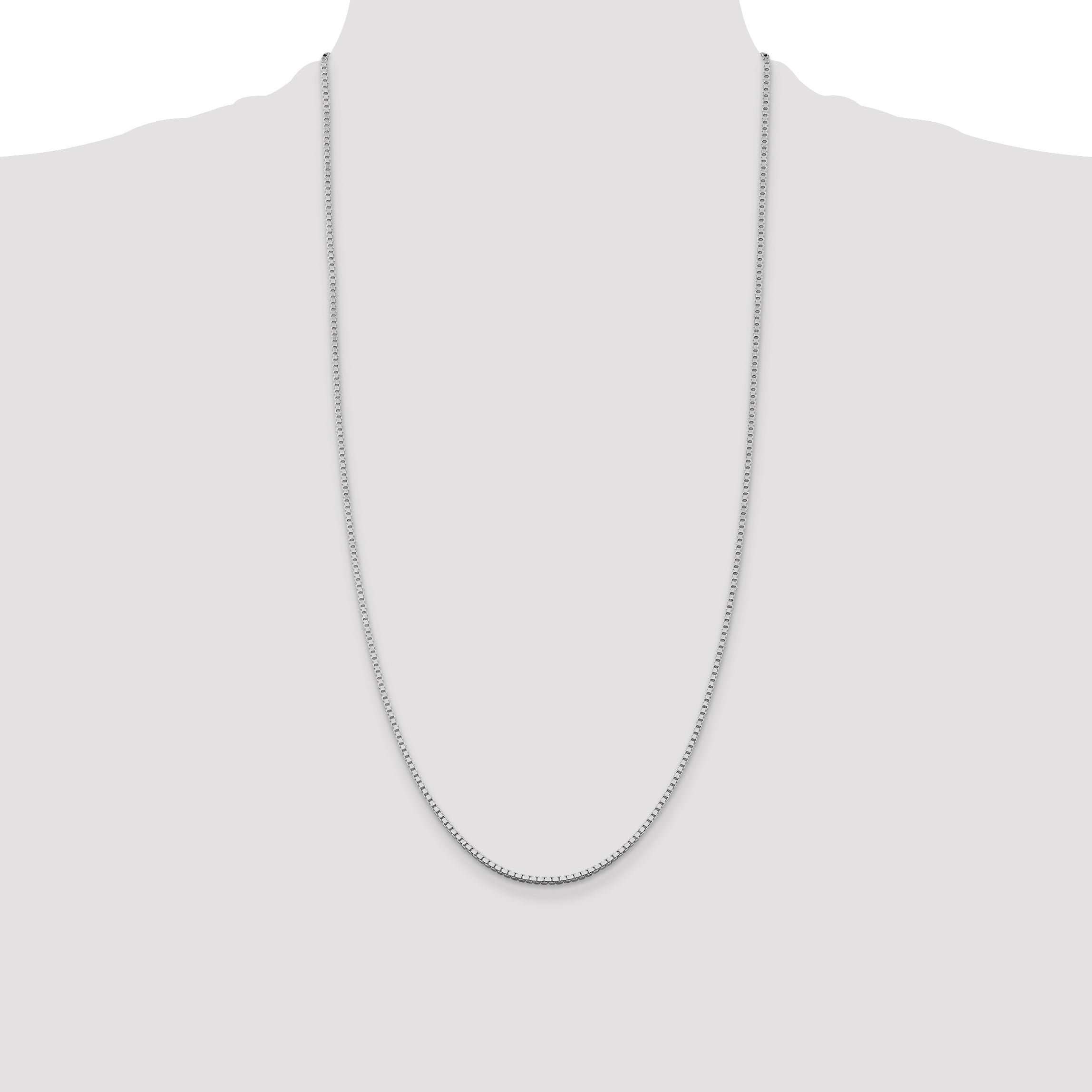 28 Inch Sterling Silver Rhodium-Plated 1.75mm Box Chain Necklace