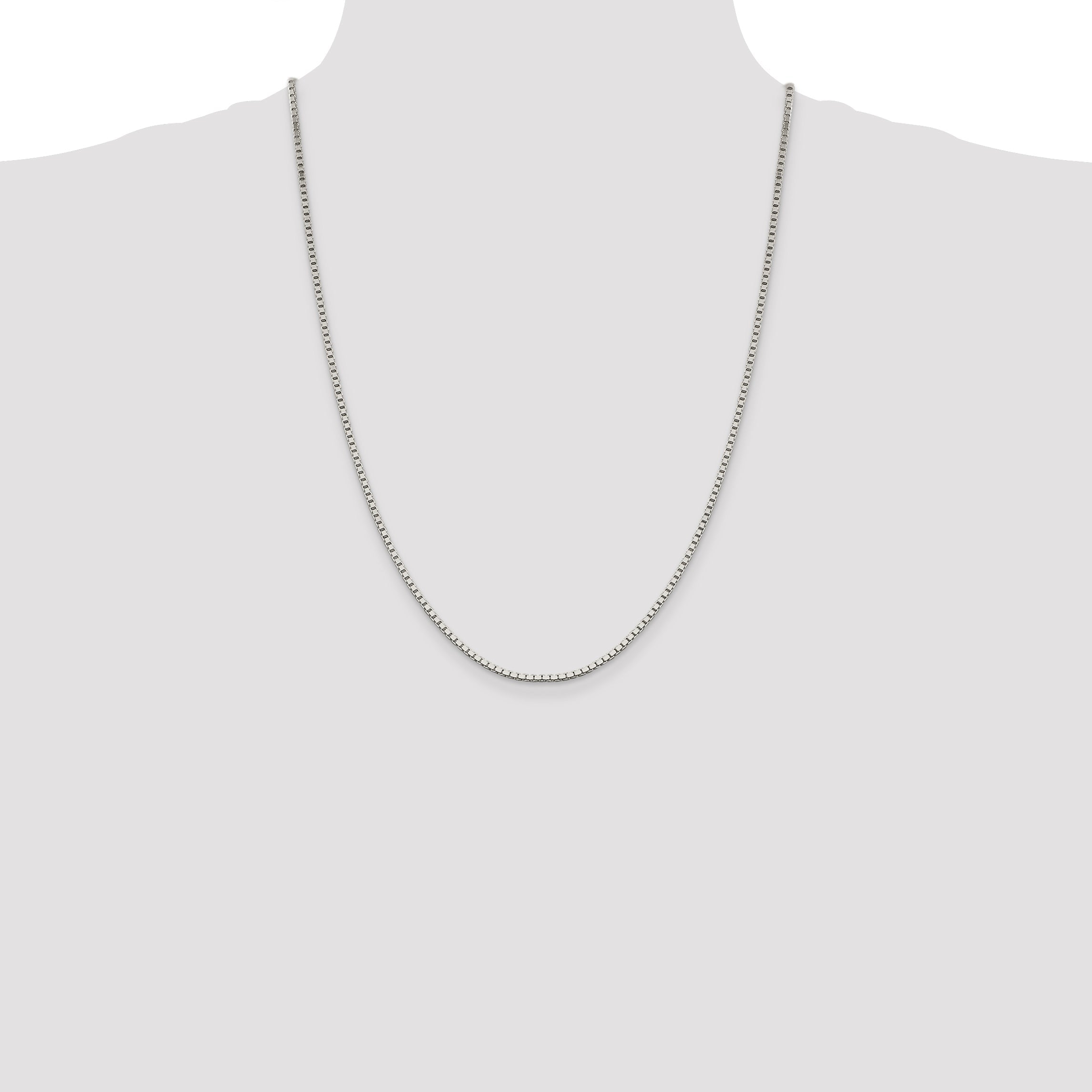 24 Inch Sterling Silver 1.9mm Box Chain Necklace