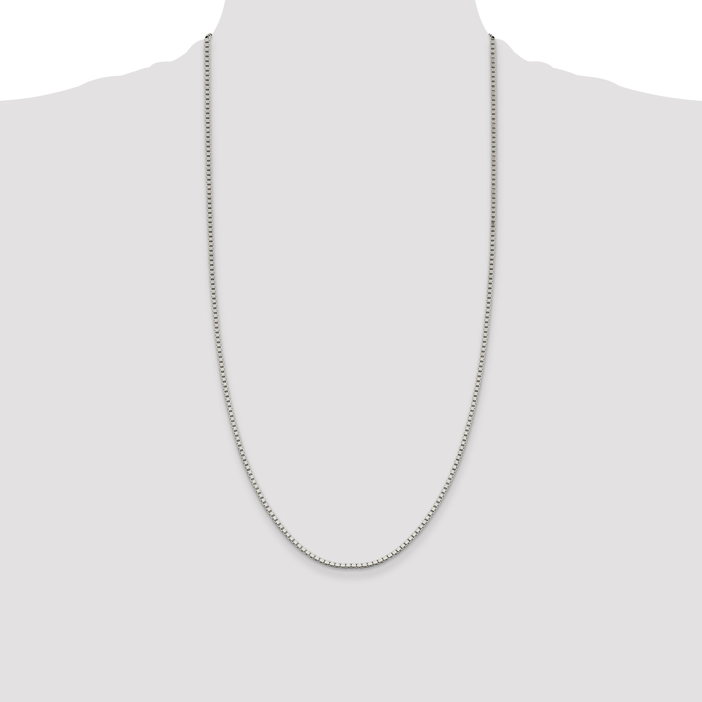 28 Inch Sterling Silver 1.9mm Box Chain Necklace