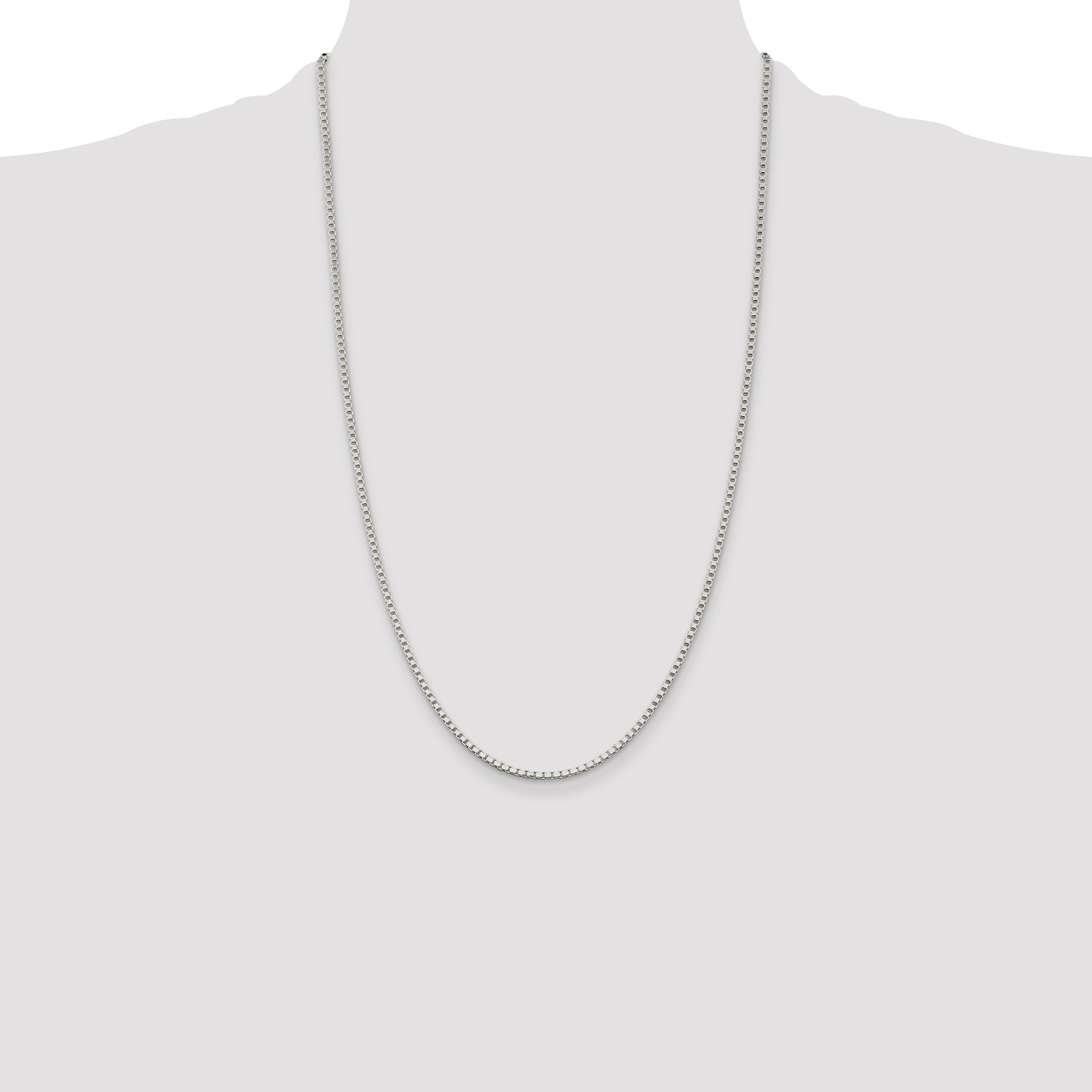 26 Inch Sterling Silver 2mm Box Chain Necklace
