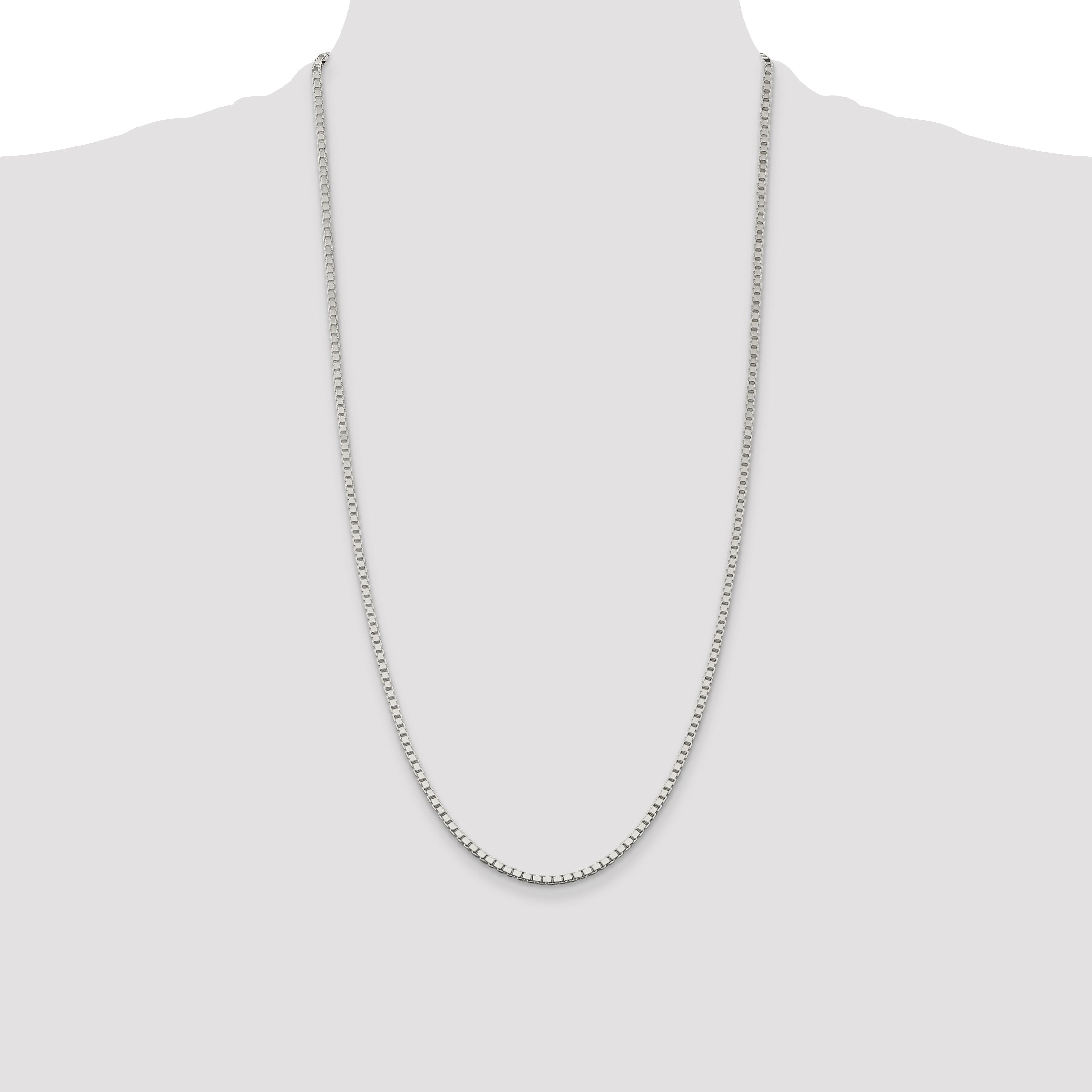 28 Inch Sterling Silver 2.5mm Box Chain Necklace