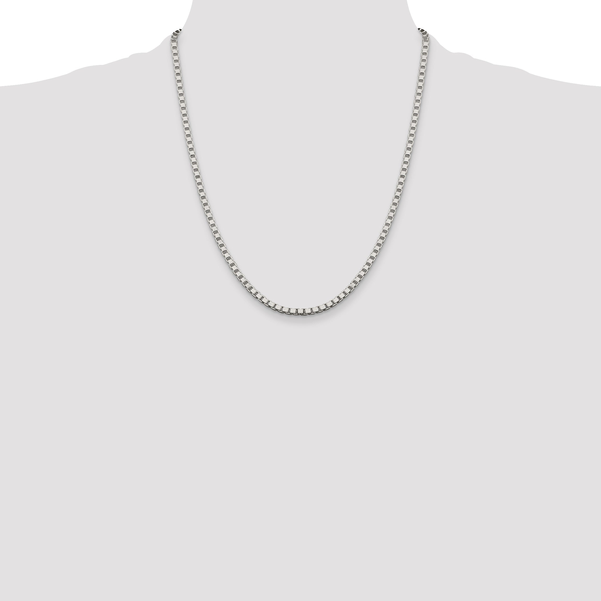 22 Inch Sterling Silver 3.25mm Box Chain Necklace
