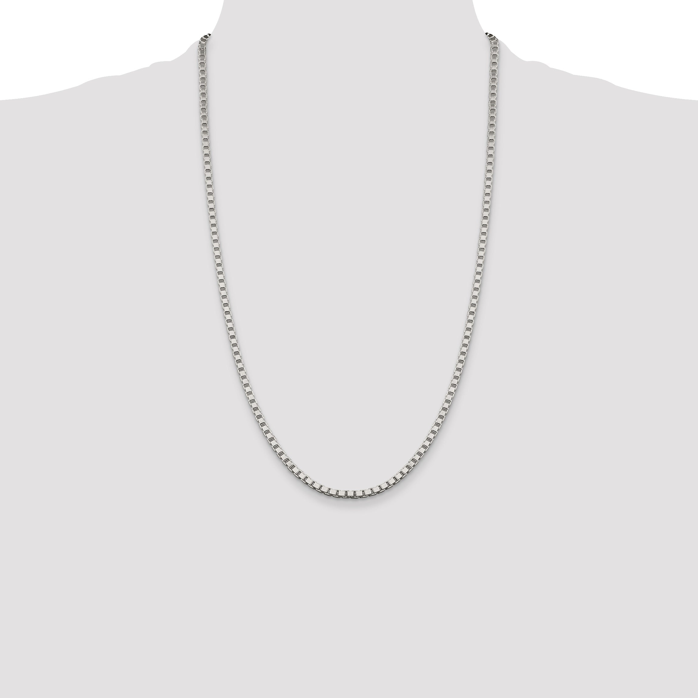 26 Inch Sterling Silver 3.25mm Box Chain Necklace