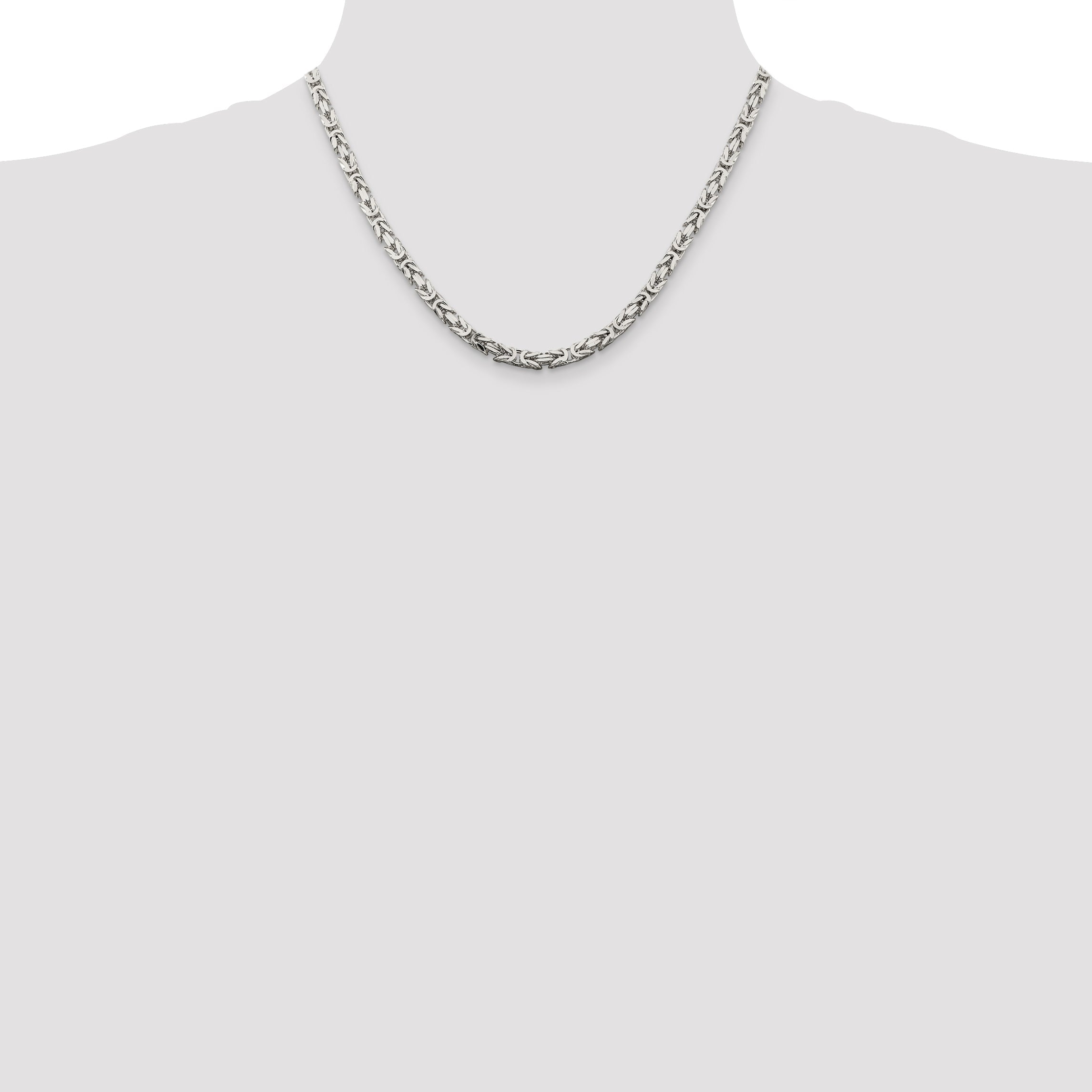 18 Inch Sterling Silver 4.25mm Byzantine Chain Necklace