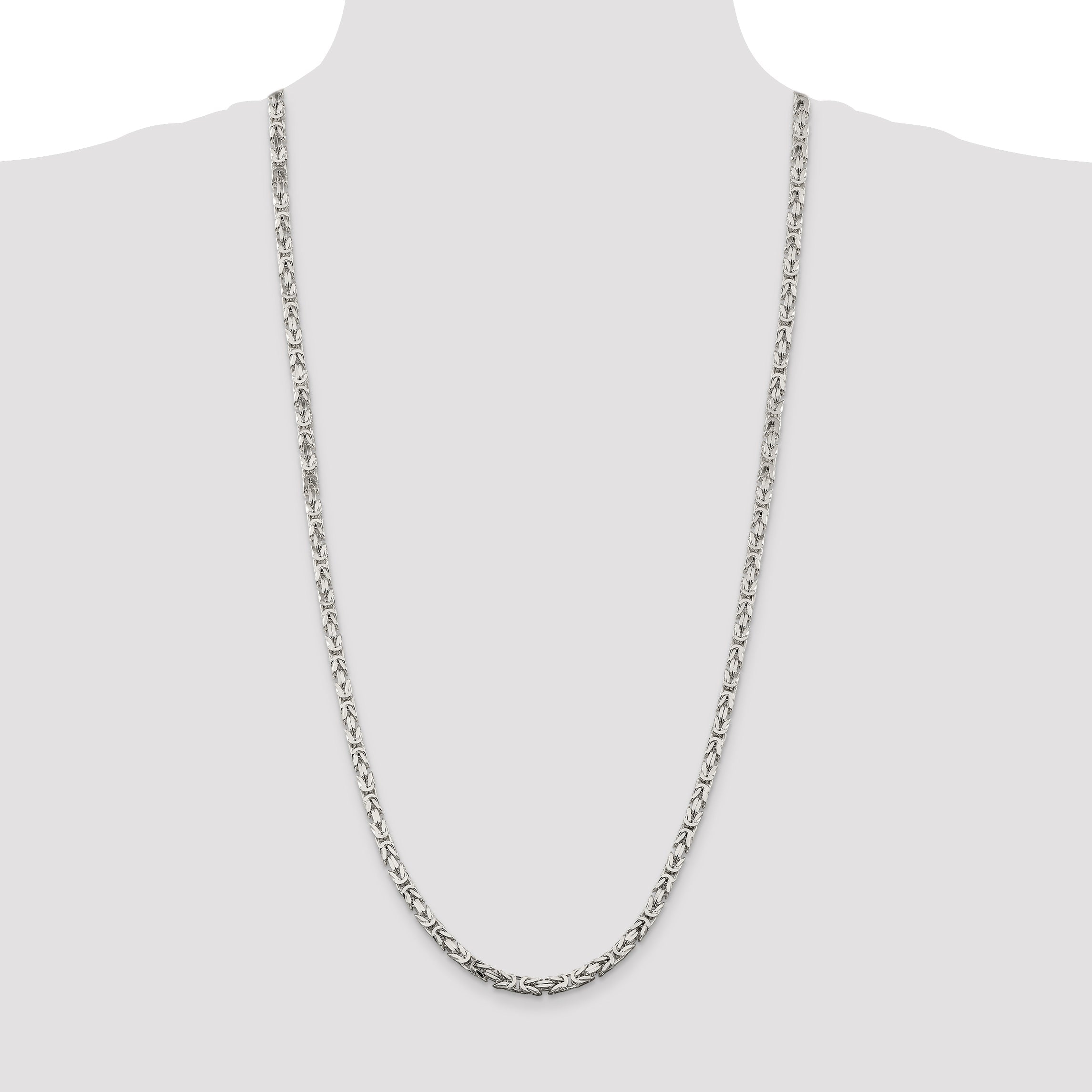 30 Inch Sterling Silver 4.25mm Byzantine Chain Necklace