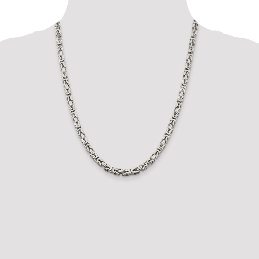 22 Inch Sterling Silver 5mm Byzantine Chain Necklace