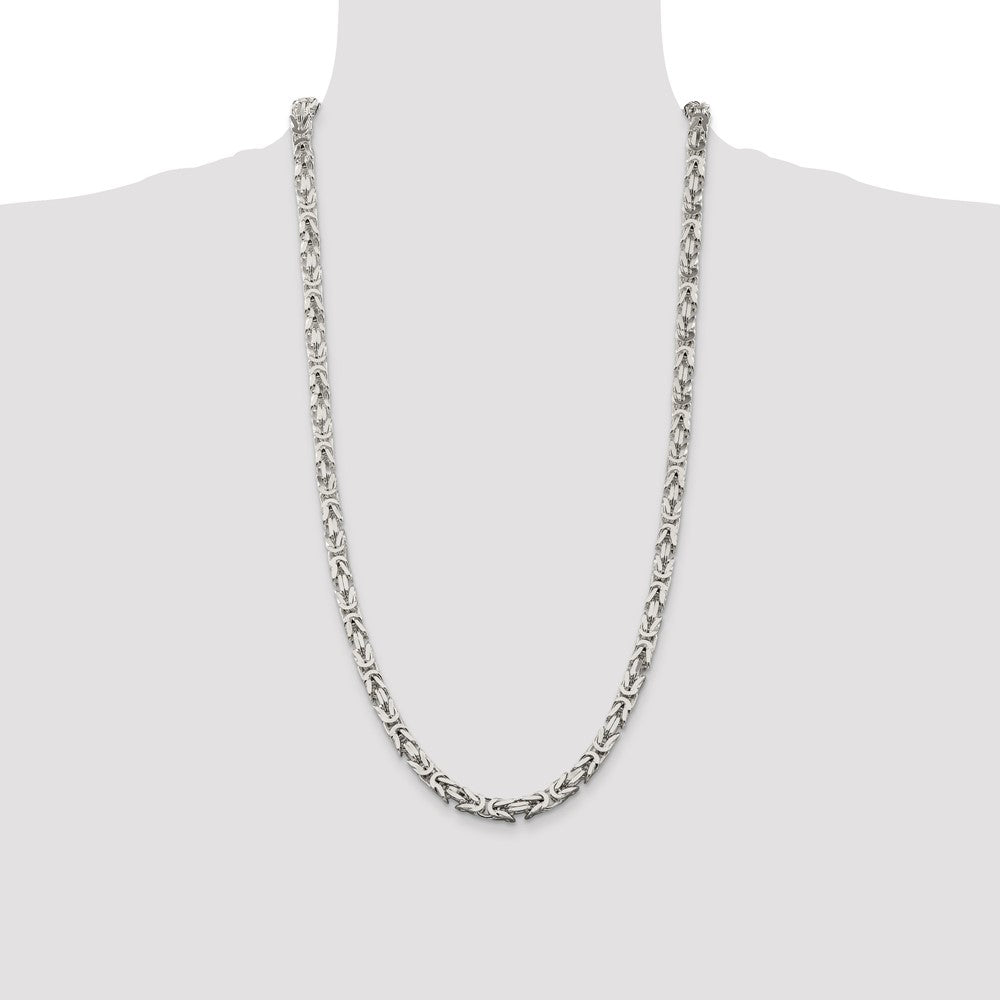 28 Inch Sterling Silver 6mm Byzantine Chain Necklace