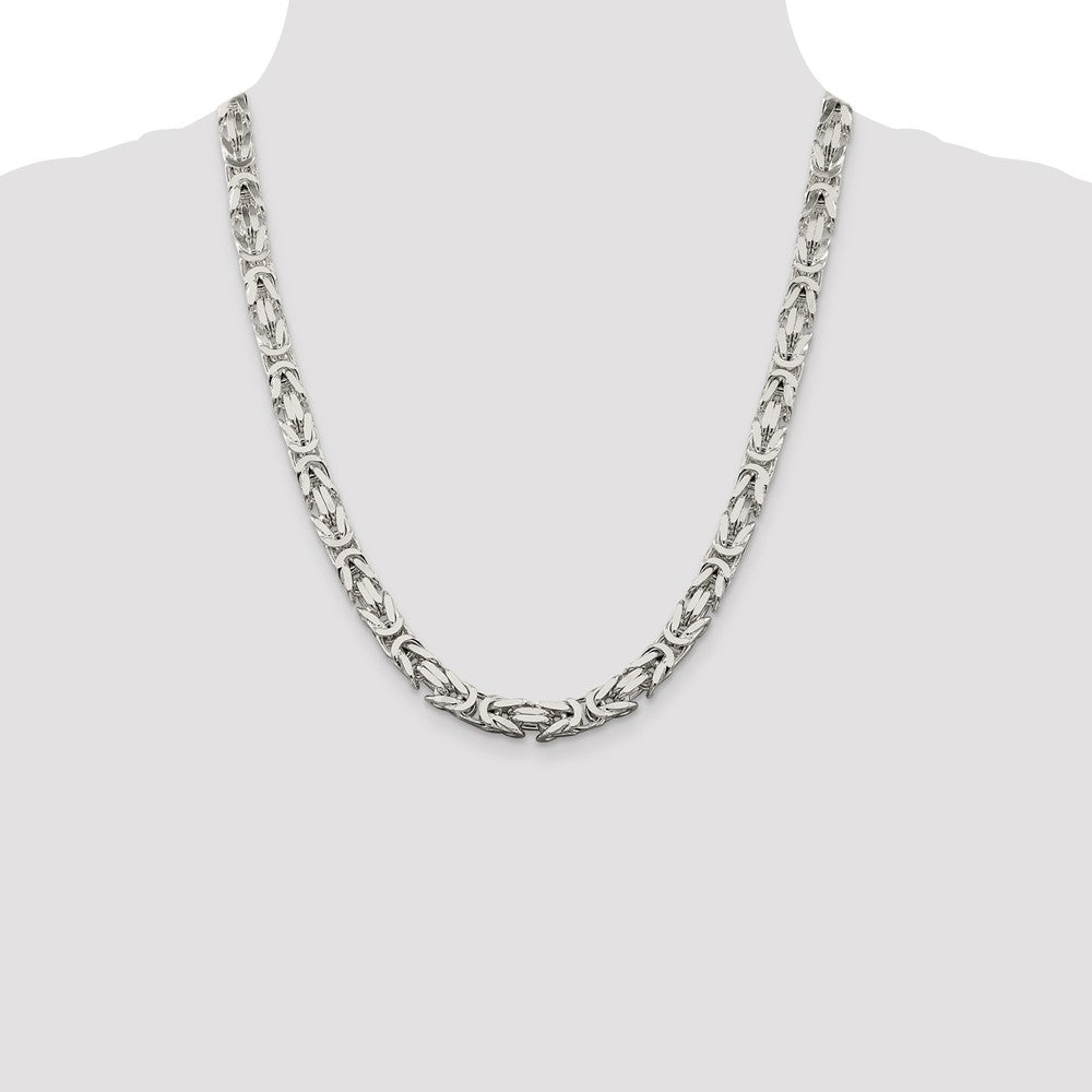22 Inch Sterling Silver 7.5mm Byzantine Chain Necklace