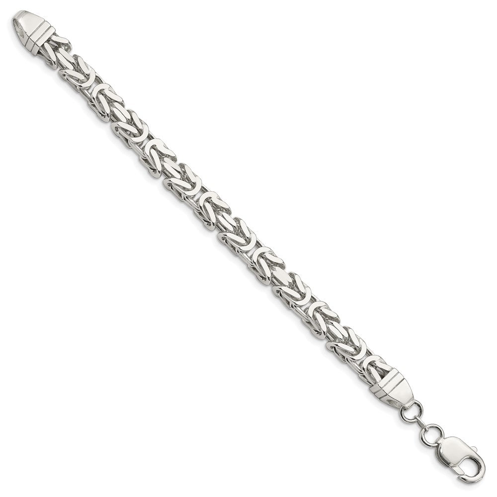 9 Inch Sterling Silver 7mm Byzantine Chain Bracelet