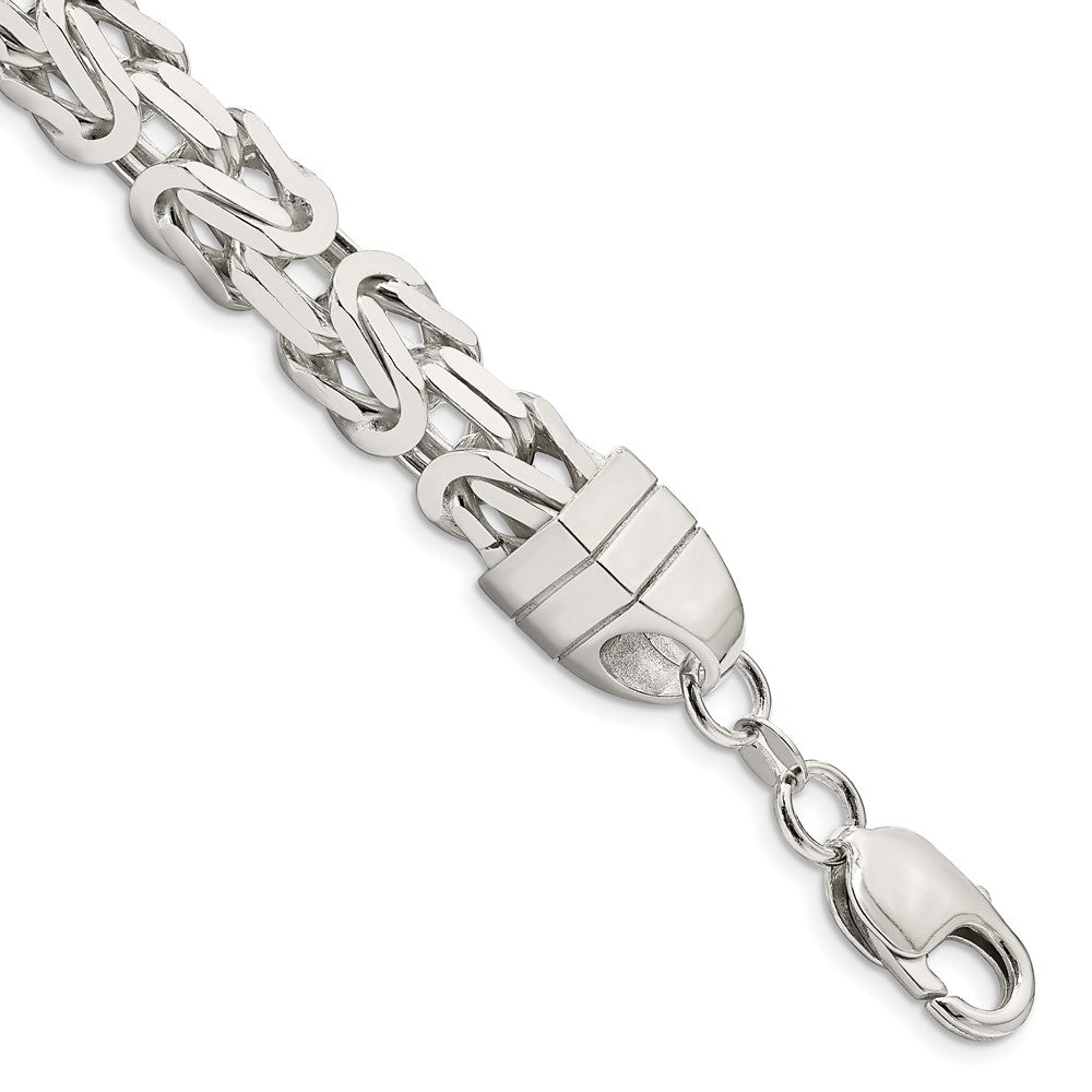 9 Inch Sterling Silver 8.25mm Byzantine Chain Bracelet