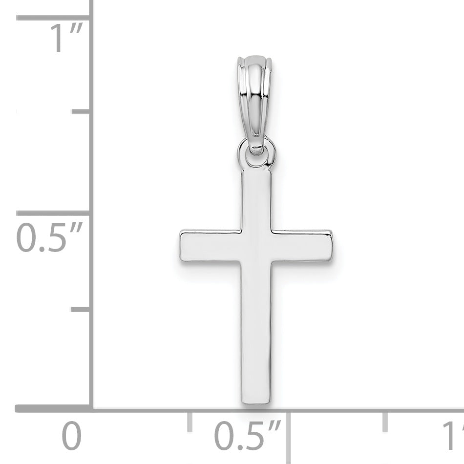 Sterling Silver De-Ani Rhodium-Plated Polished Cross Pendant