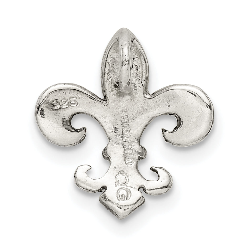 Sterling Silver Antiqued Marcasite Fleur De Lis Chain Slide