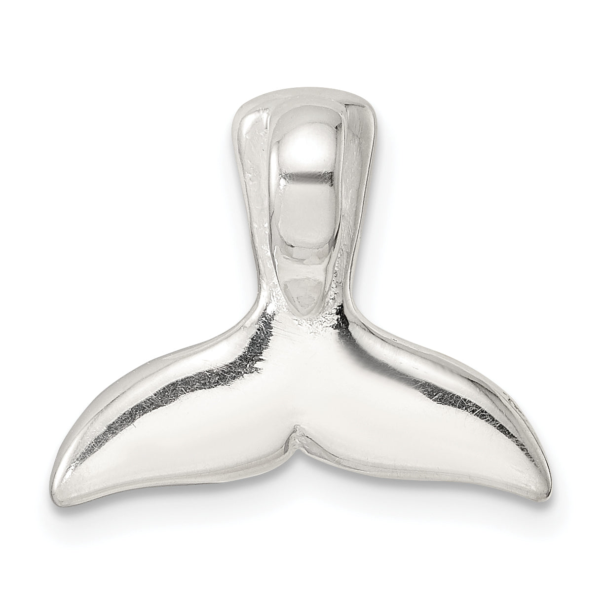 Sterling Silver Polished Crystal Whale Tail Chain Slide