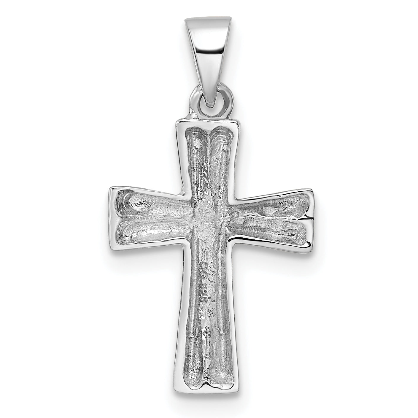 Sterling Silver Rh Polished Cross Pendant